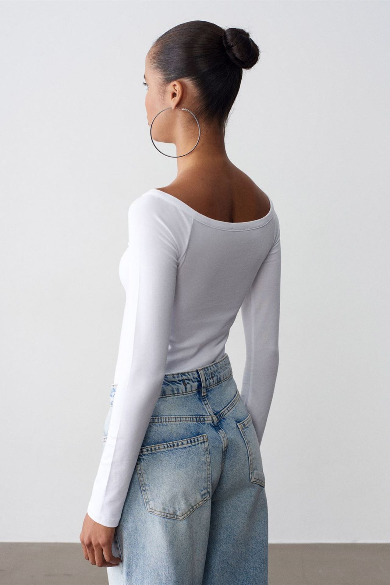 DILVIN Kayık Yaka Slim Fit Body Bluz 2