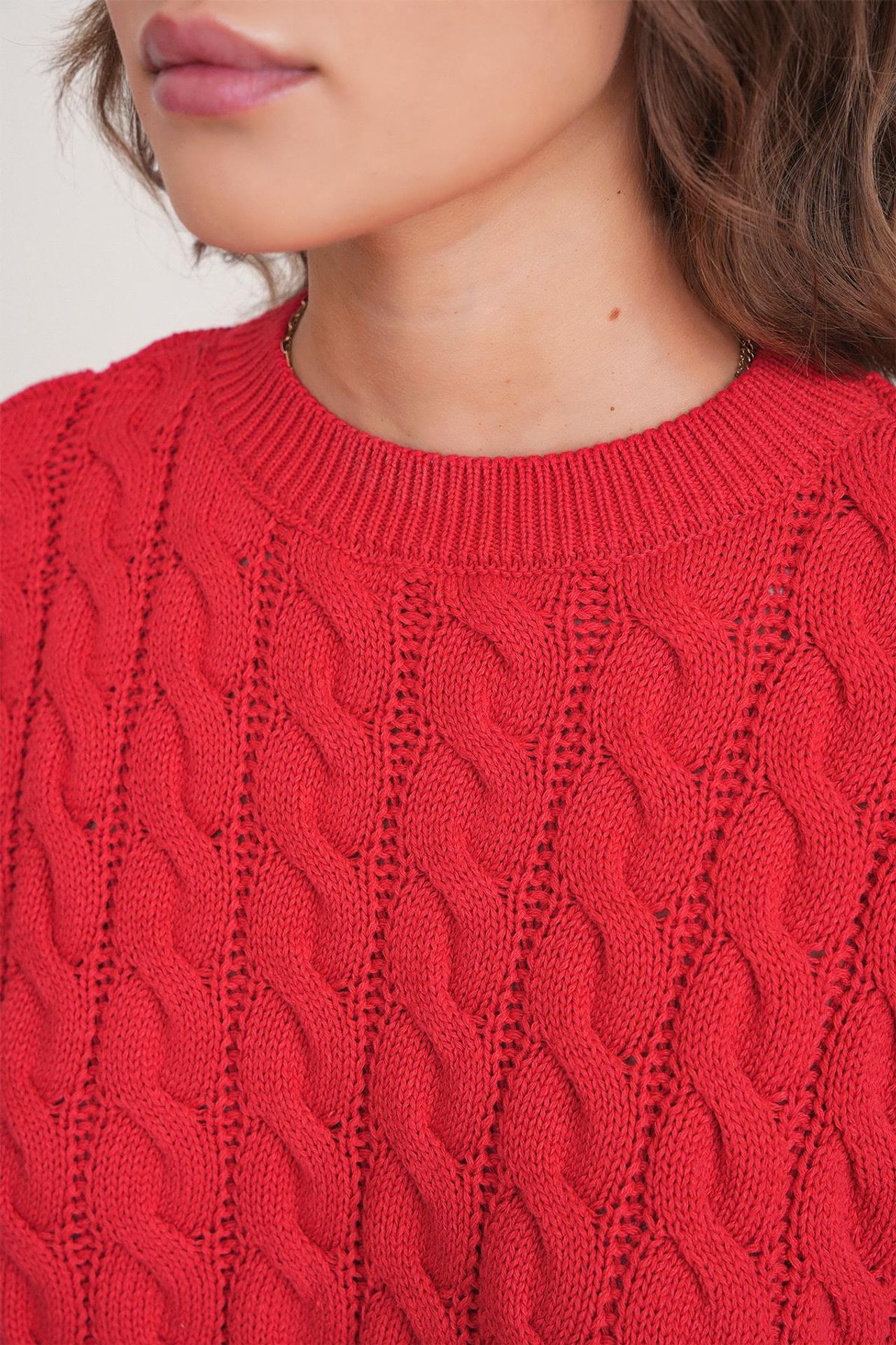 Mixray Cable Knit Pattern Crew Neck Sweater 6