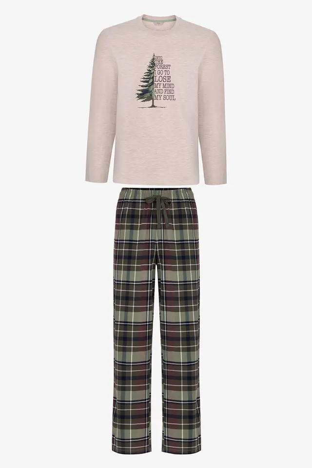 PENTI Men's Pine Forest Plaid Long Sleeve Pajama Set