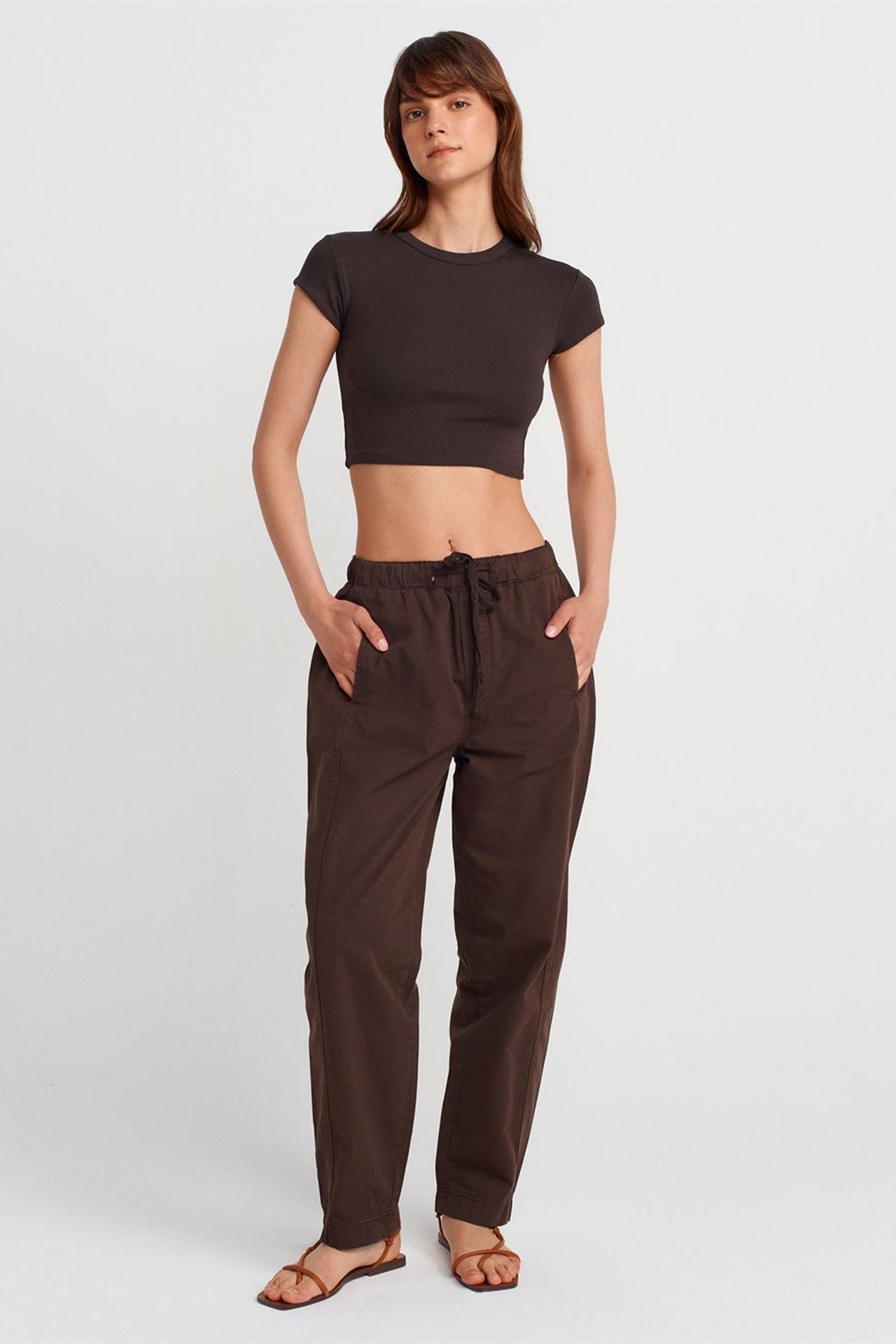 DILVIN Pamuk Poplin Düz Paça Jogger Pantolon 1