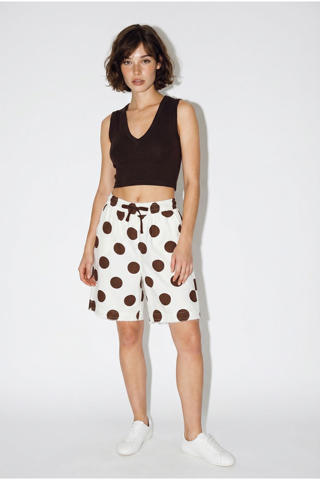 LUCCI High-Waist Wide-Leg Cotton Gabardine Shorts 2