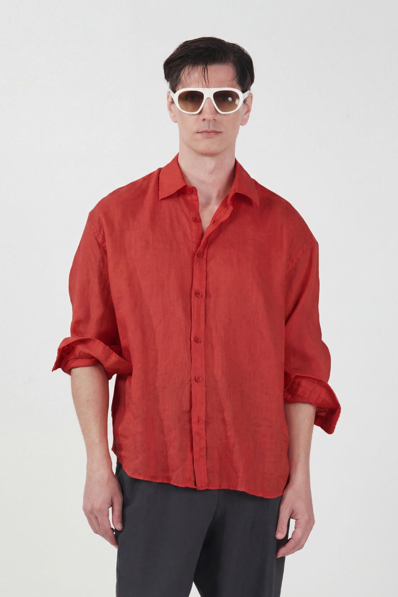 GIESTO Men's Oversized Linen Overshirt 4