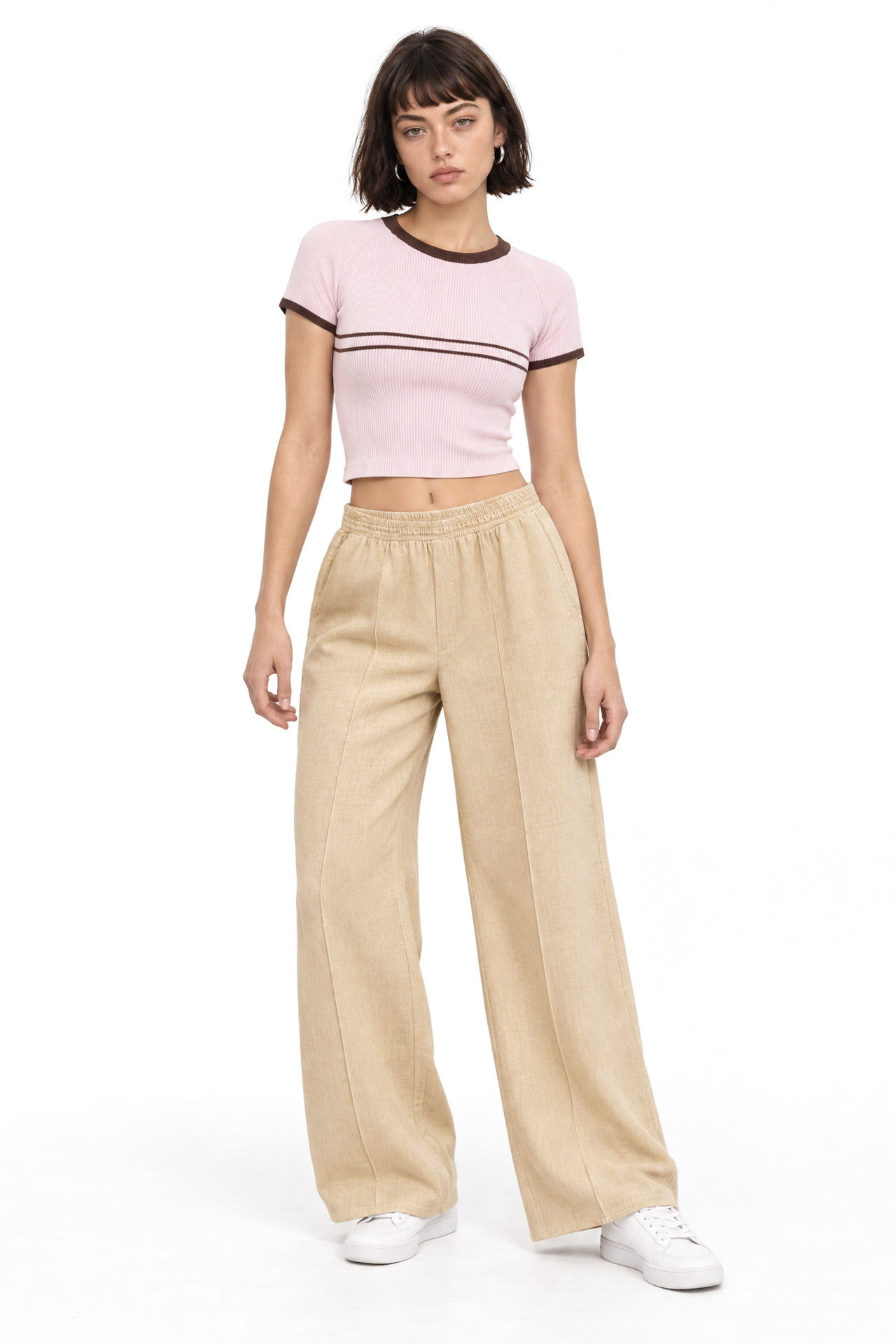 MIXRAY Elastic Waist Palazzo Pants 5