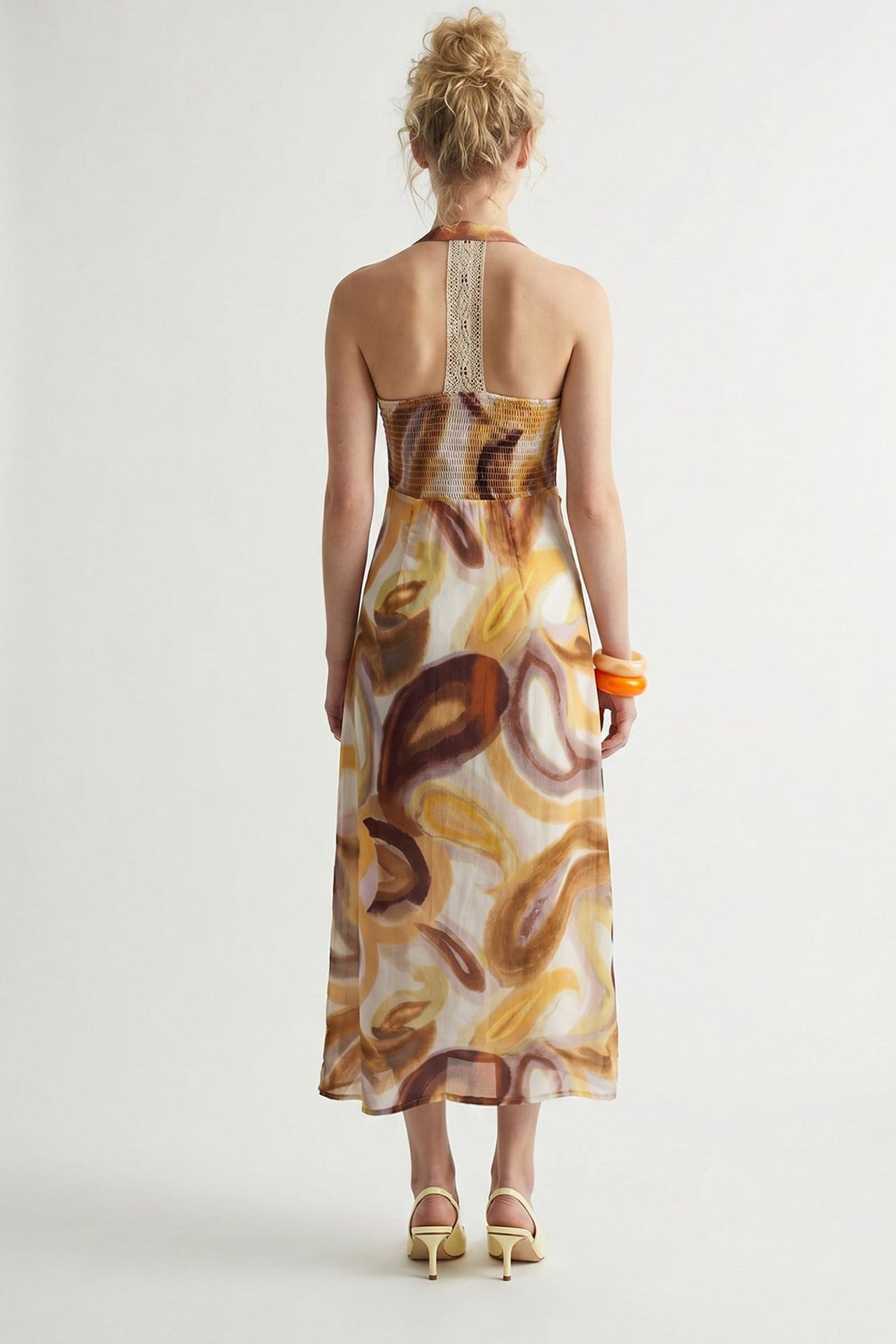 MIXRAY Abstract Chiffon Midi Dress 4