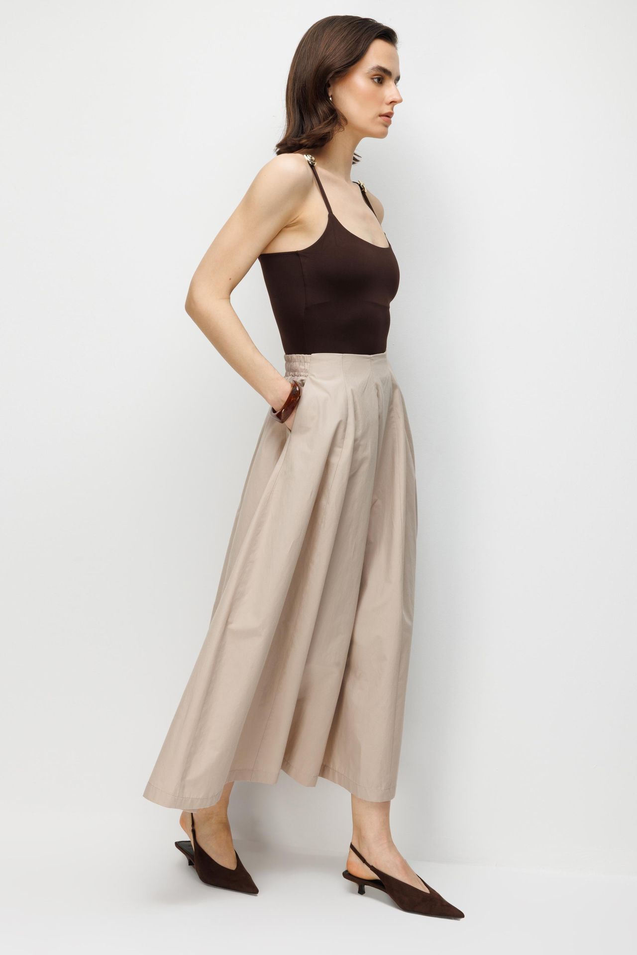 MIXRAY High Waist Midi Skirt 5