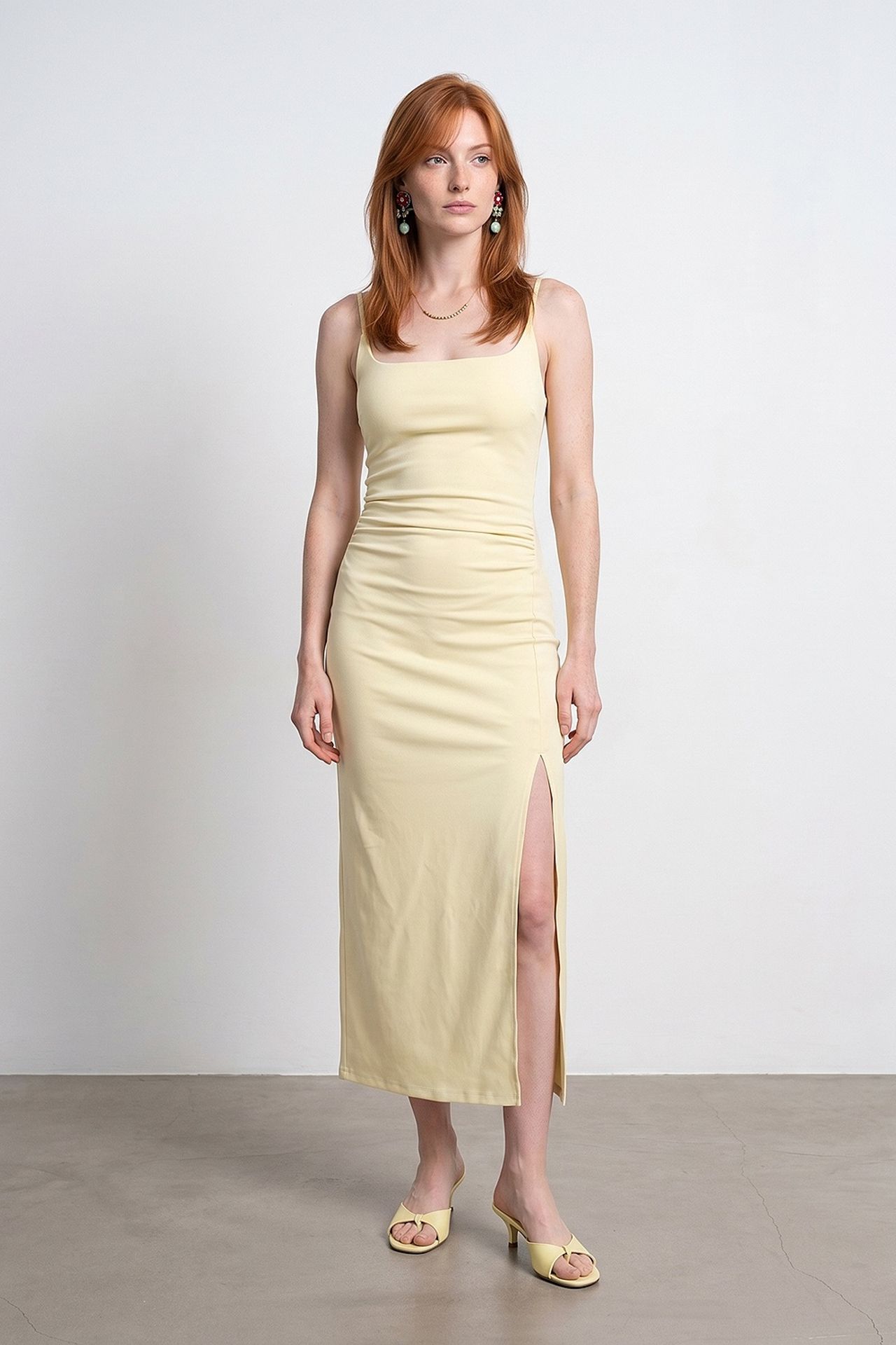 DILVIN Kadın Kolsuz Bodycon Midi Elbise 1