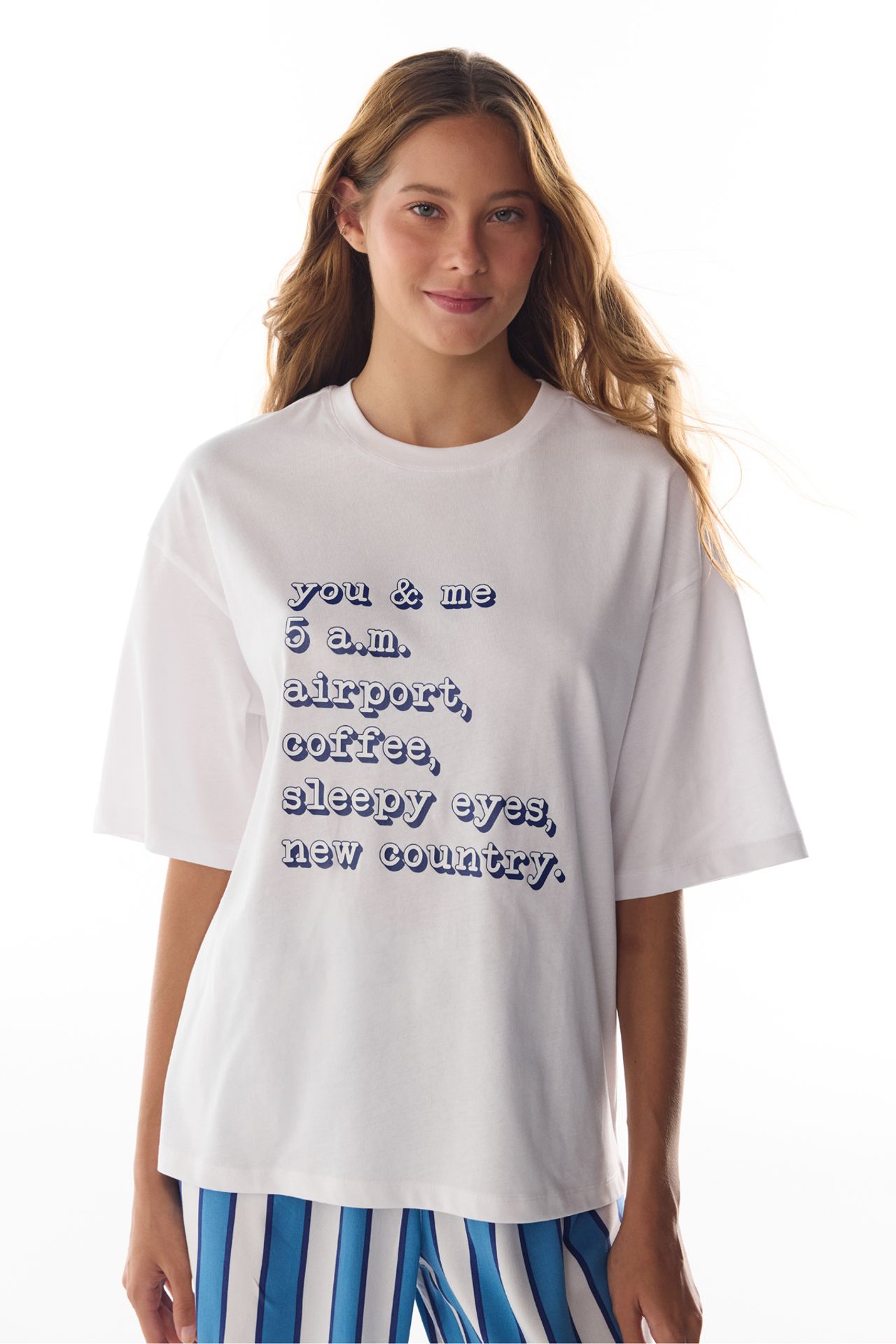 PENTI Vacation Slogan Printed Short Sleeve T-Shirt Pajama Top 2