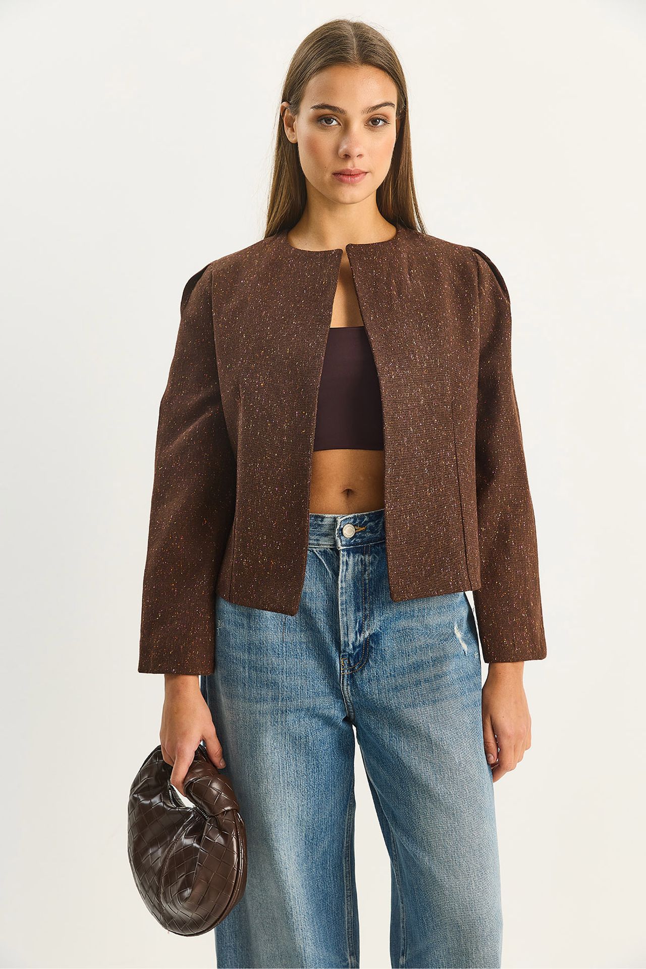 LUCCI Textured Open Collar Lined Jacket 2