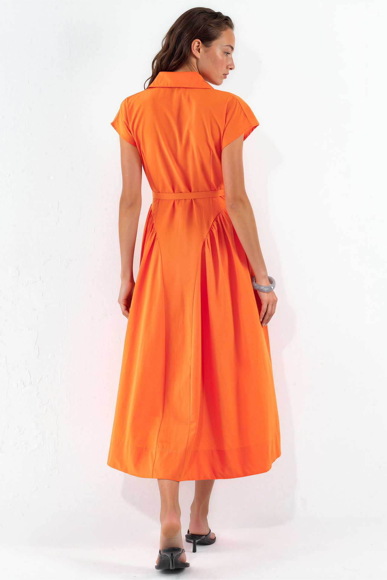 BUSEM Belted Midi Dress with Shirt Collar 3