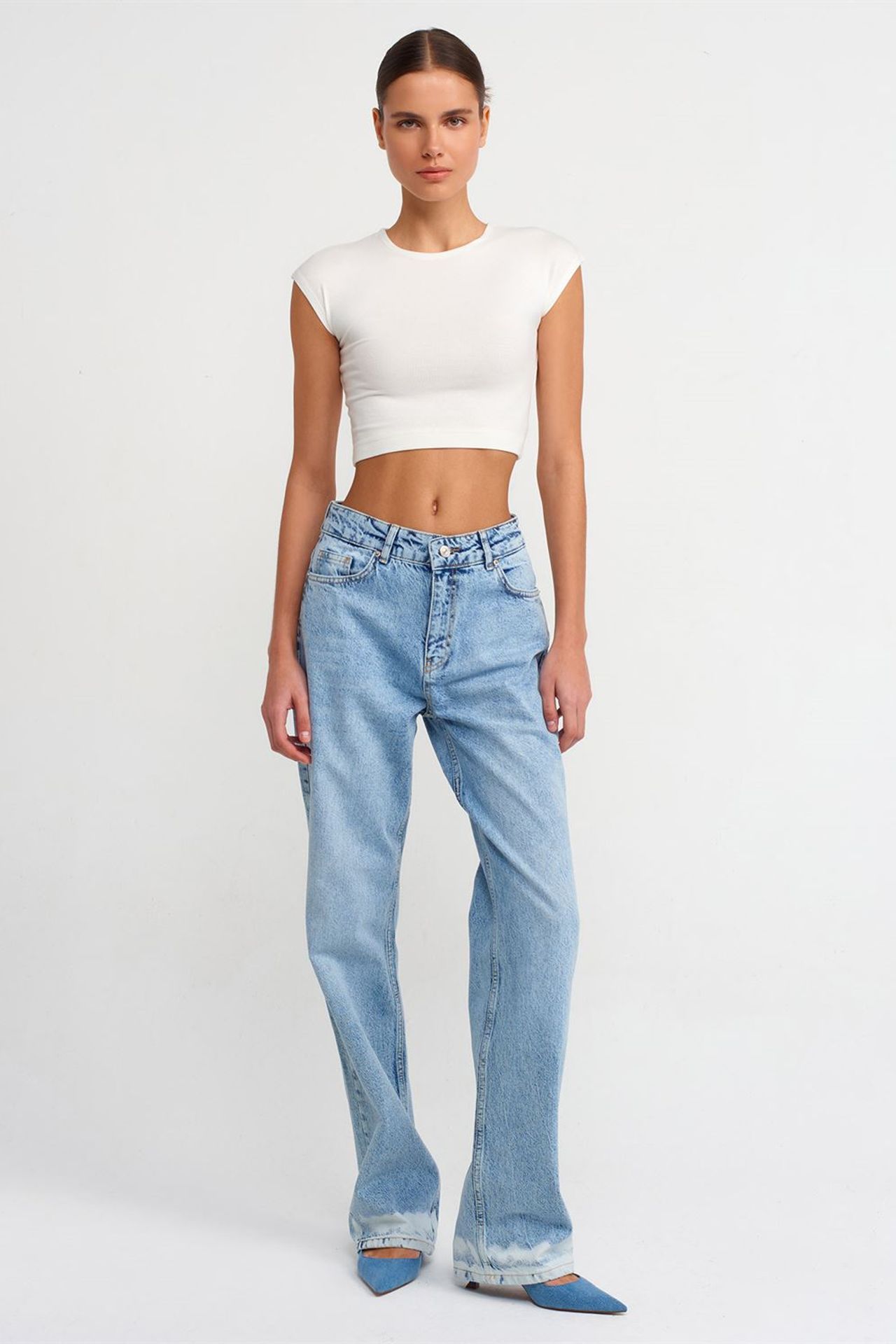 DILVIN High-Waist Straight-Leg Cotton Denim Jeans 1