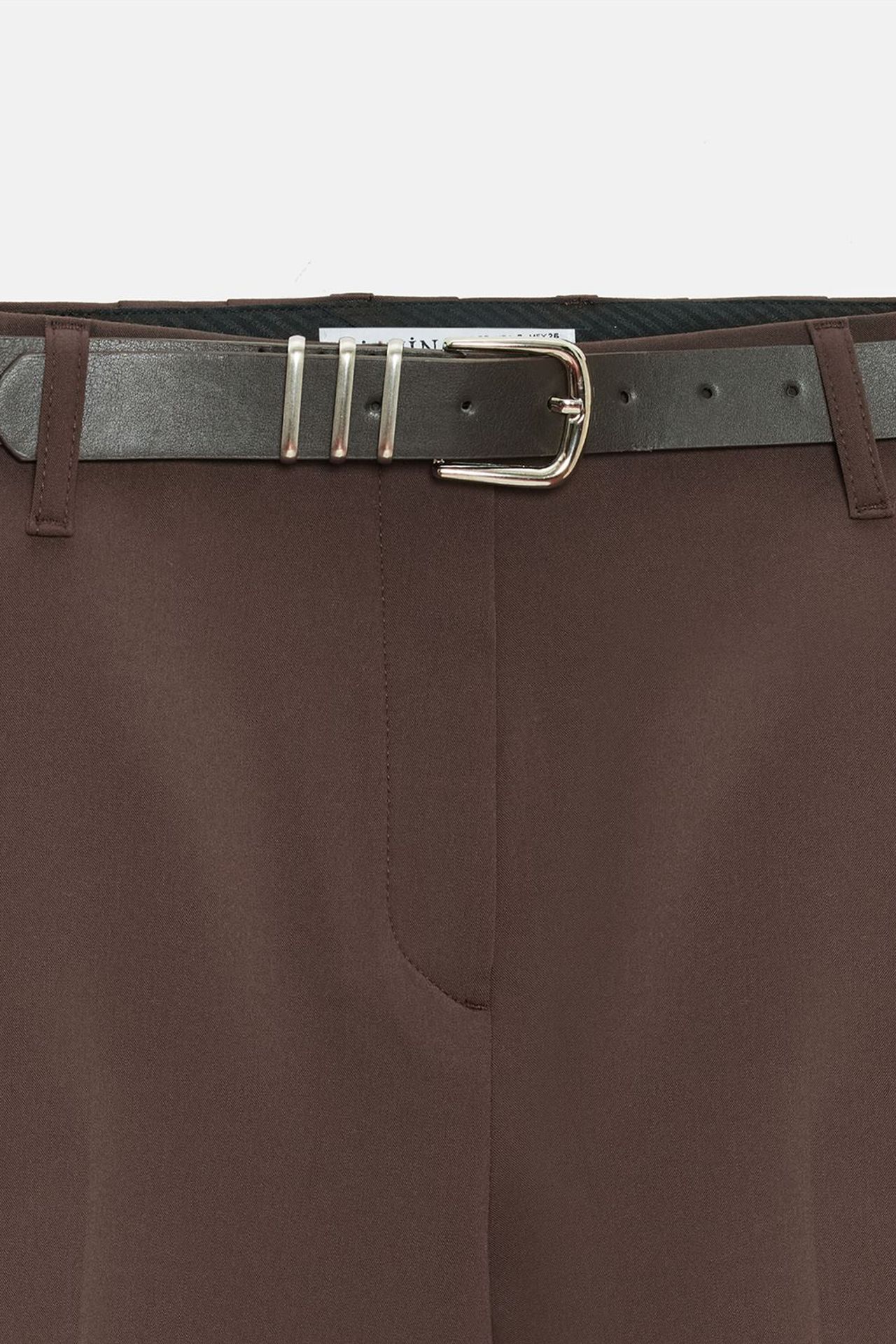 DILVIN Yüksek Bel Kemerli Krep Culotte Pantolon 7