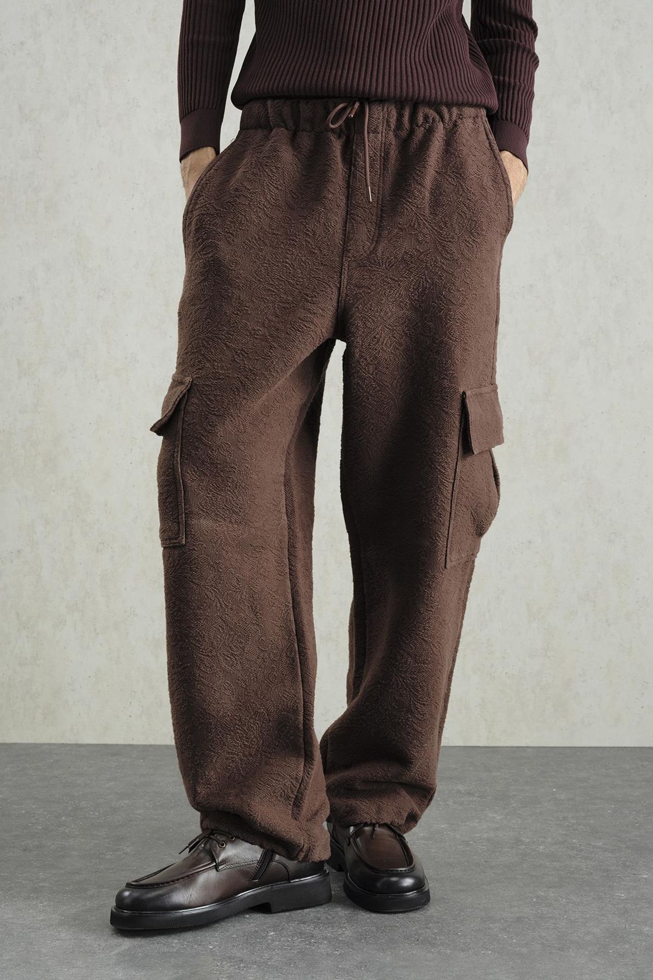 GIESTO Relaxed Fit Textured Drawstring Waist Pants 1