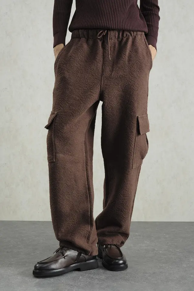GIESTO Relaxed Fit Textured Drawstring Waist Pants
