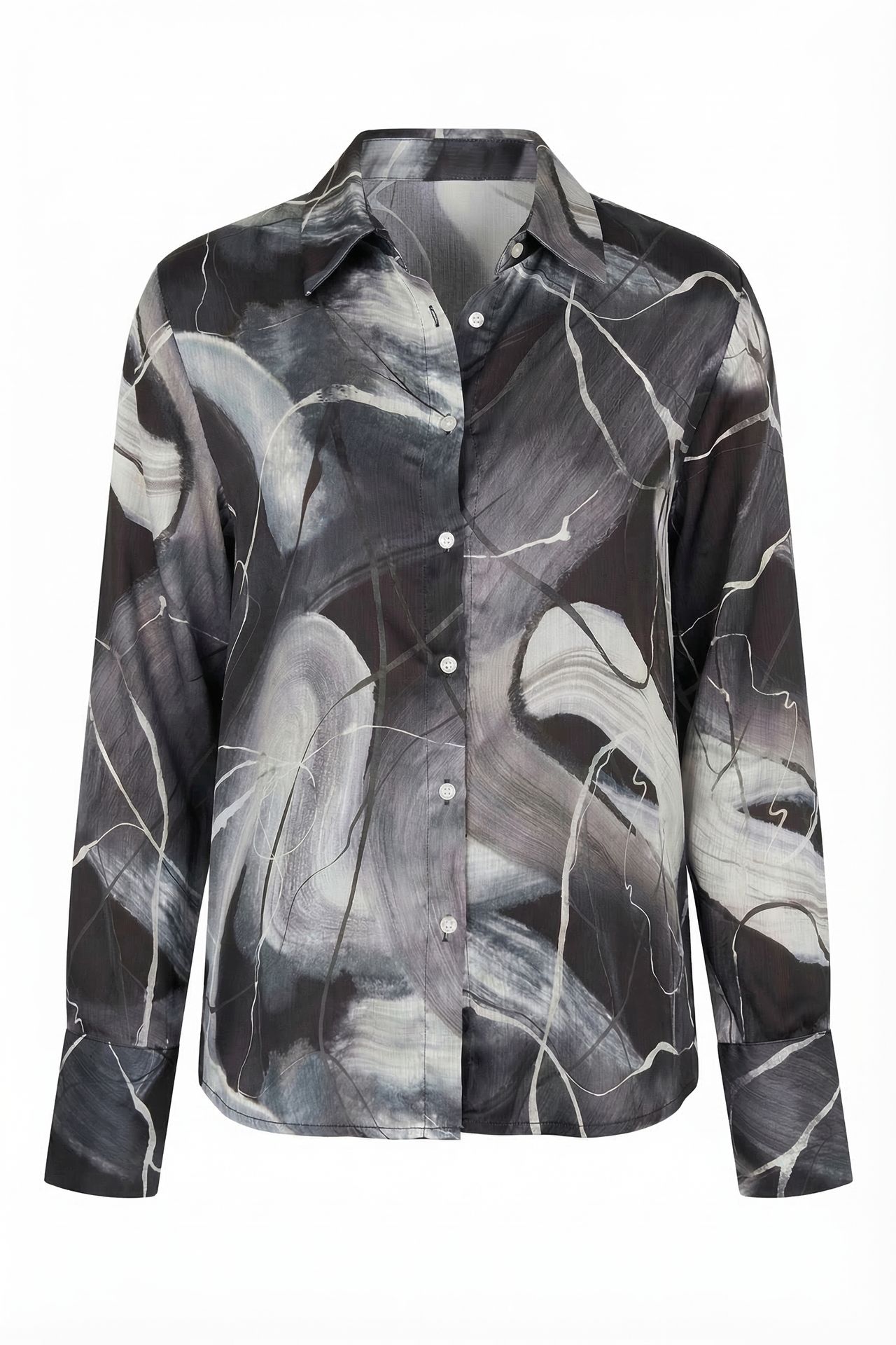 MY FASHION Abstract Print Button-Up Shirt 5