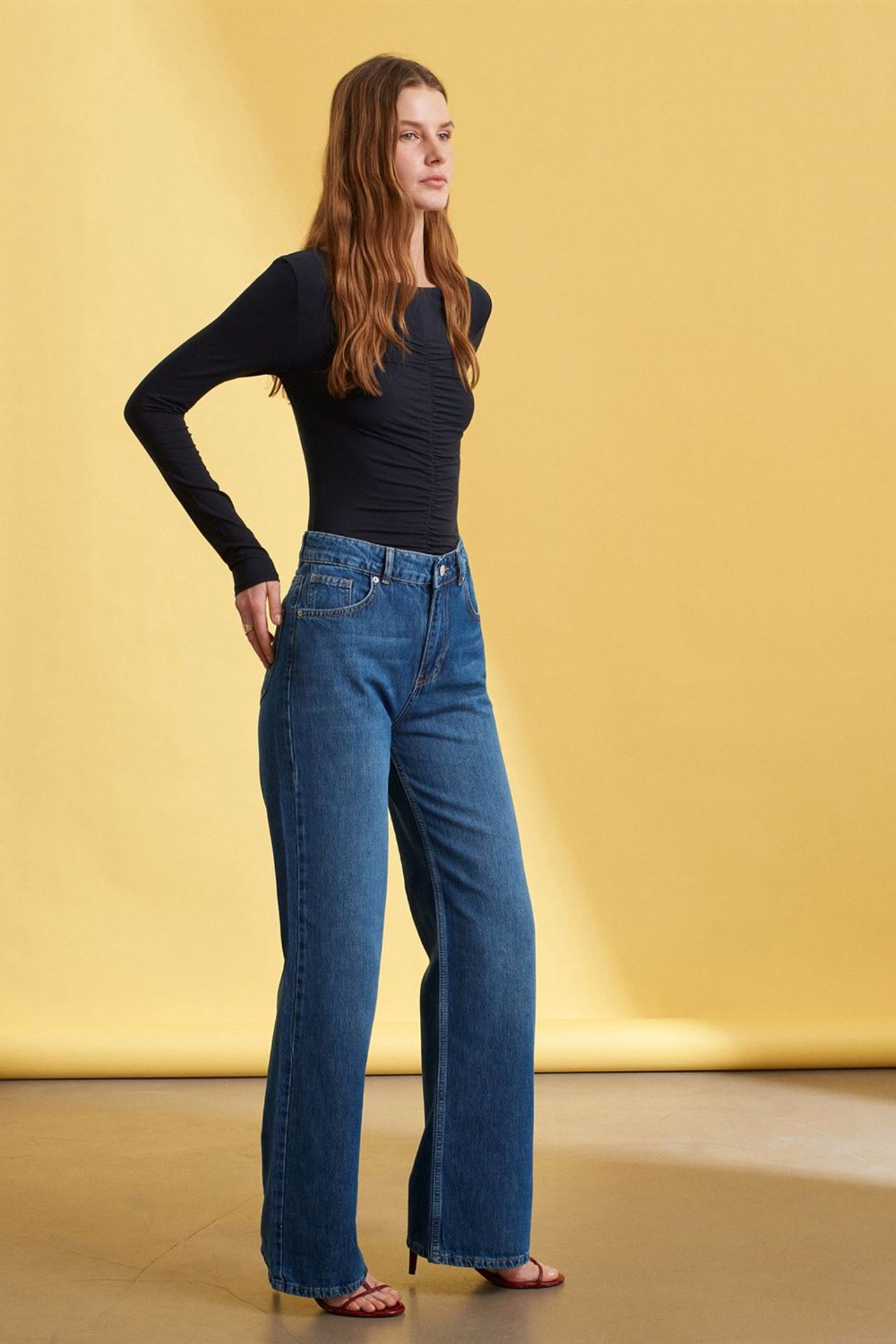 DILVIN Slim Fit Kayık Yaka Uzun Kollu Bluz 4