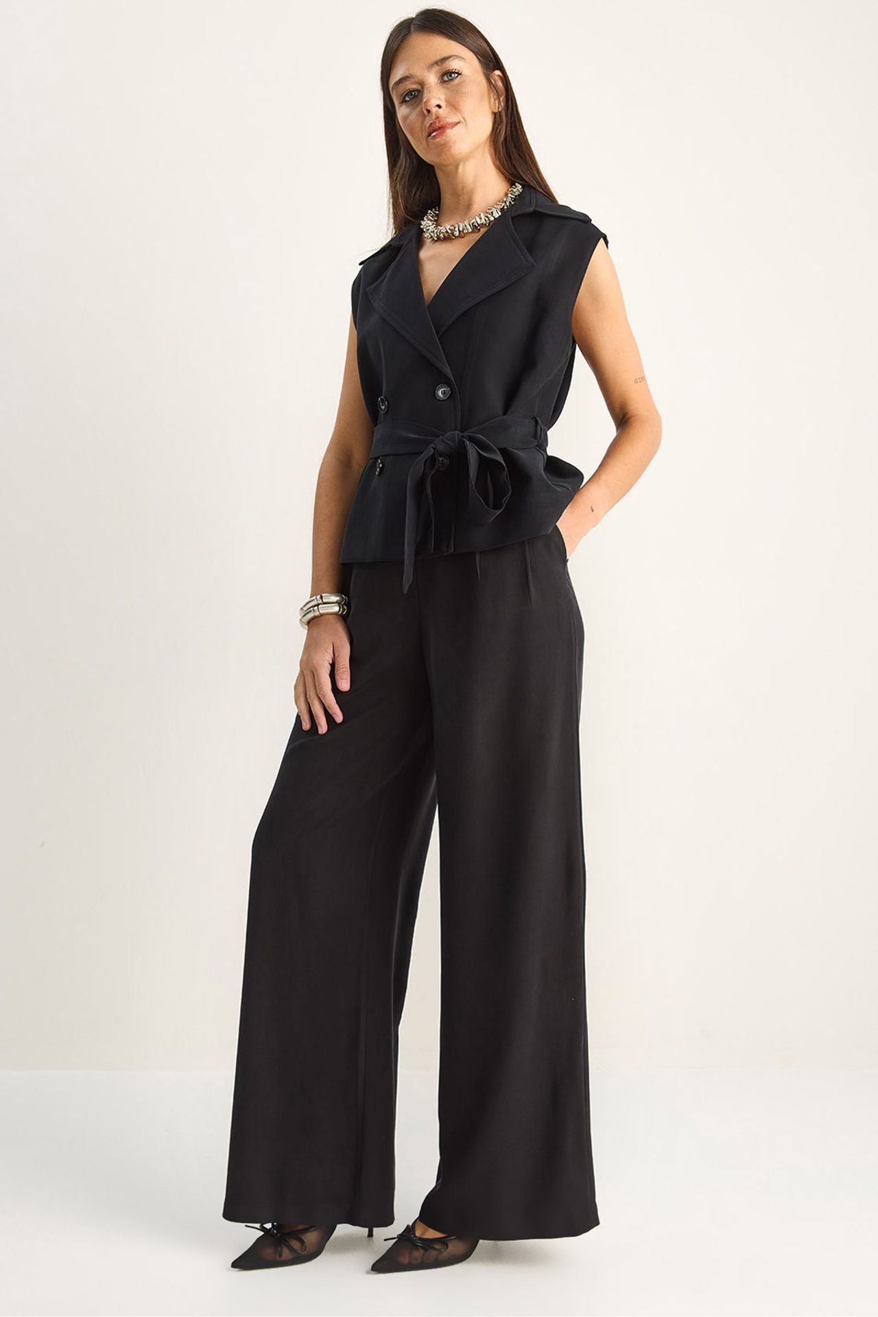 LUCCI High Waist Wide Leg Co-ord Set with Shawl Collar 1