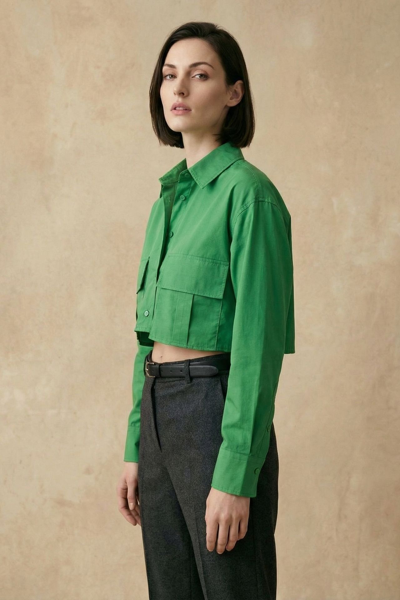 MY FASHION Cotton Poplin Crop Shirt 3