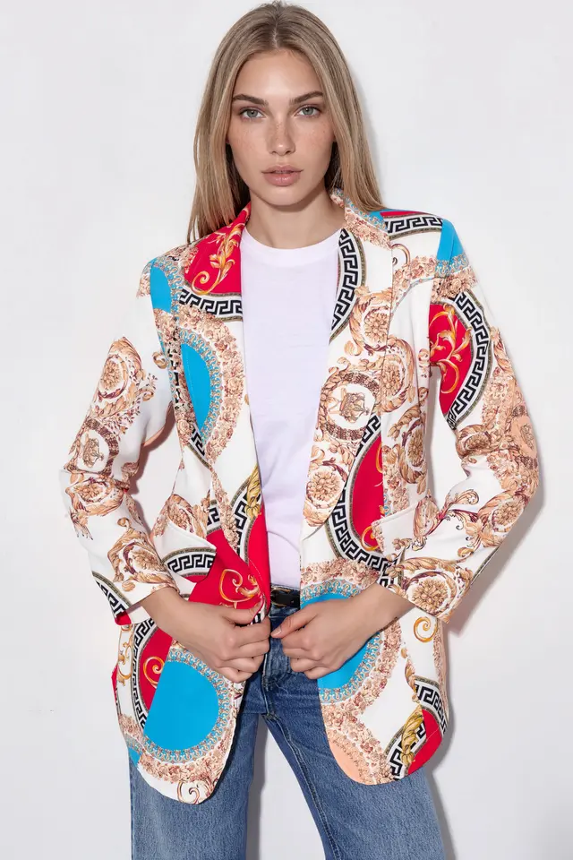MSN Printed Crepe Blazer Jacket