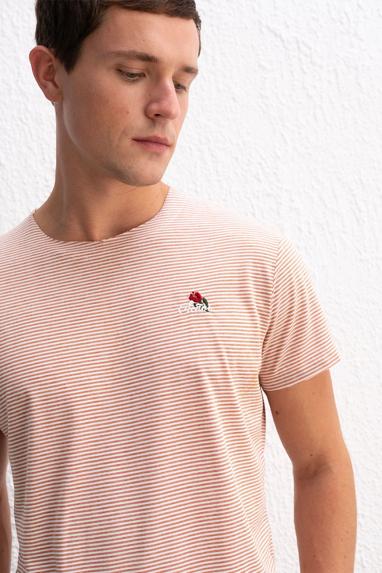 GIESTO Striped Embroidered Crew Neck T-Shirt 4