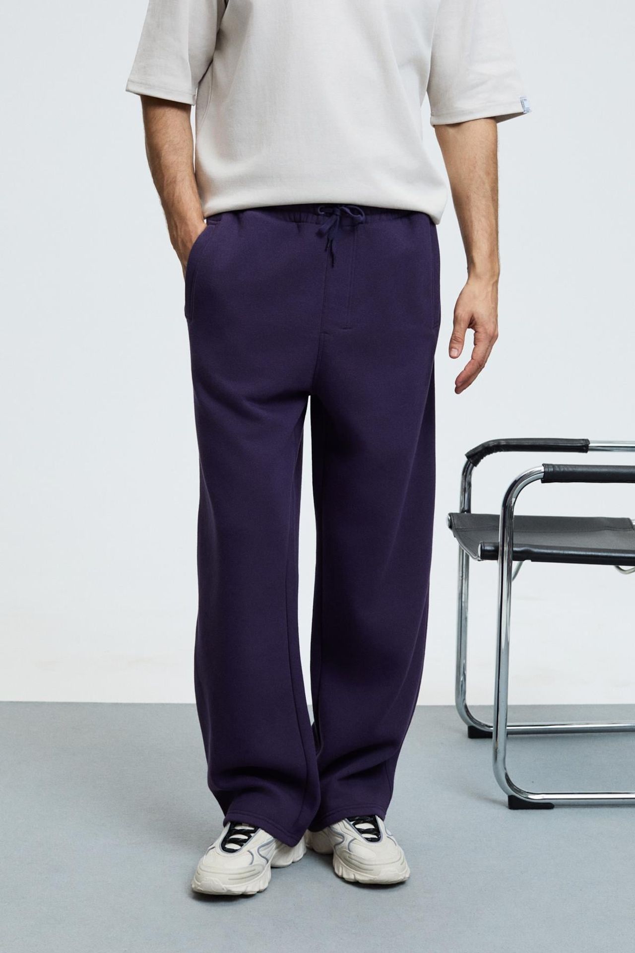 GRIMELANGE Elastic Waist Wide Leg Joggers 4