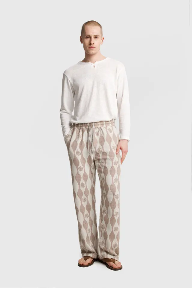 GIESTO Men's Cotton Knit Wide-Leg Pants