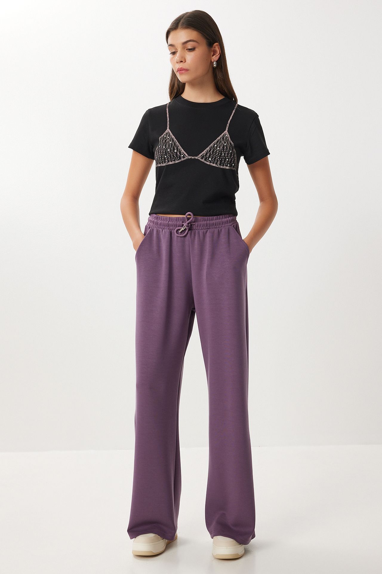 ISTANBUL Wide Leg Drawstring Waist Sweatpants 2