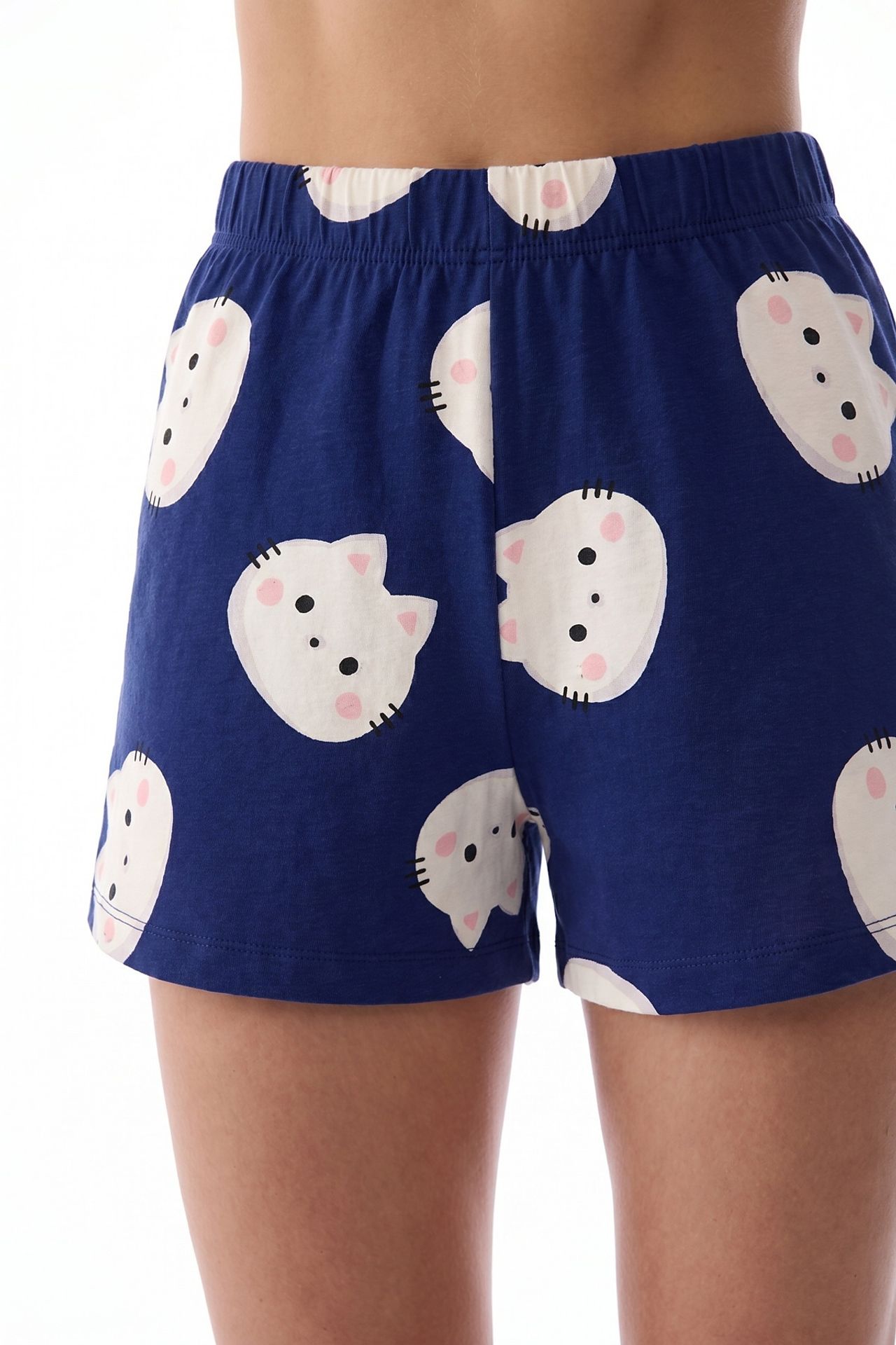 PENTI Happy Cats Cat Pattern Short Sleeve Shorts Pajama Set 3