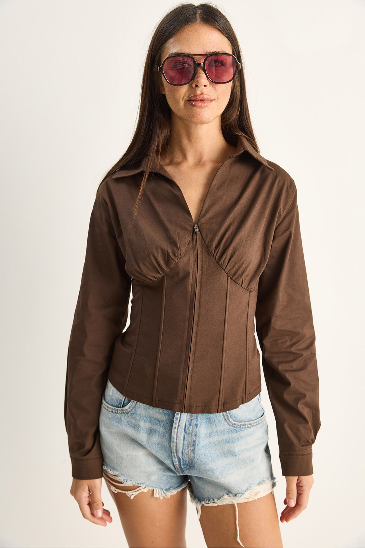 LUCCI Women's Fitted Crop Shirt 2