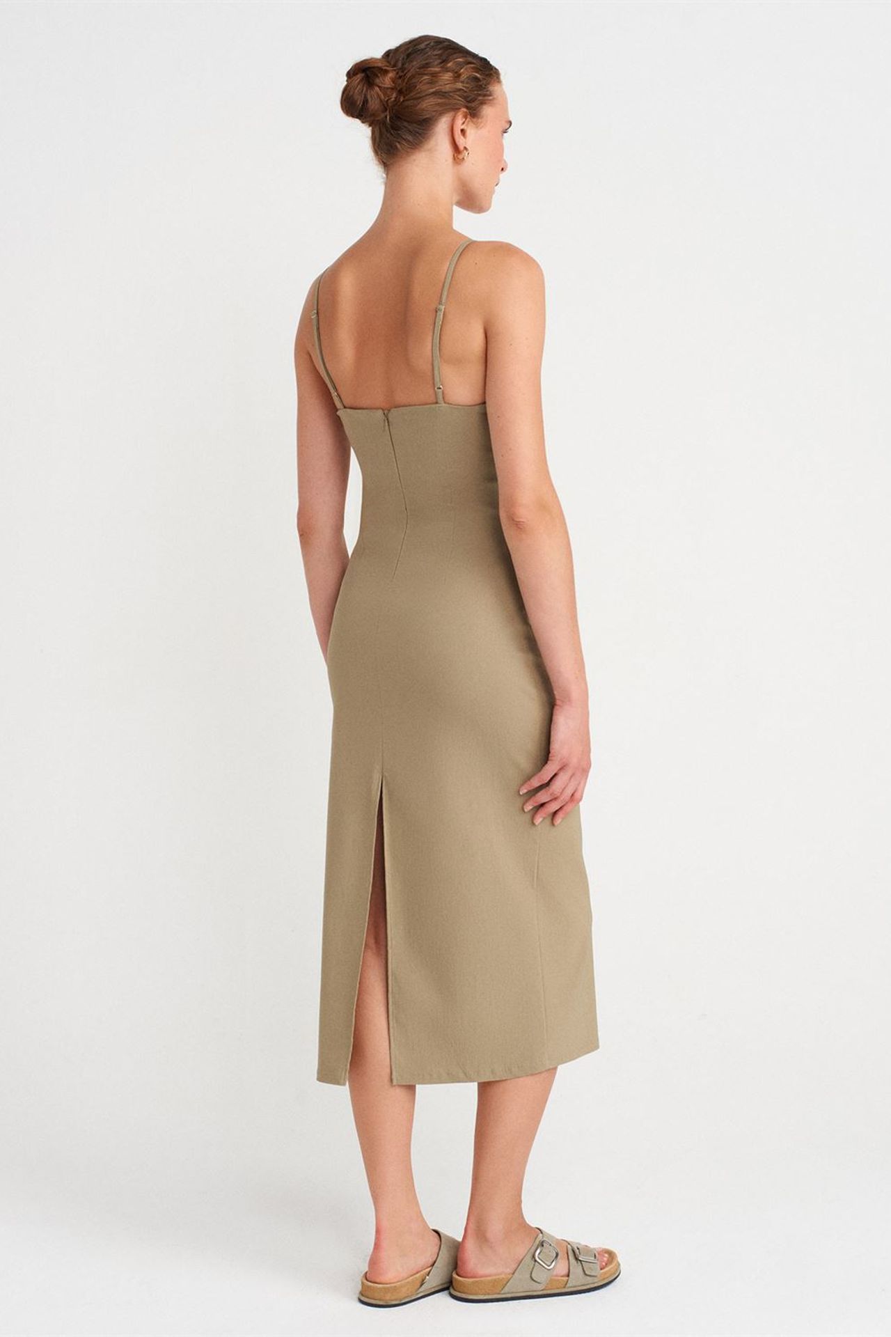 DILVIN Askısız Bodycon Midi Elbise 2