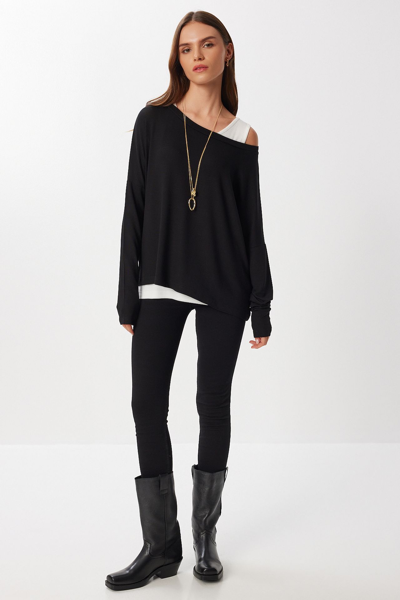 ISTANBUL Boat Neck Long Sleeve Blouse 3