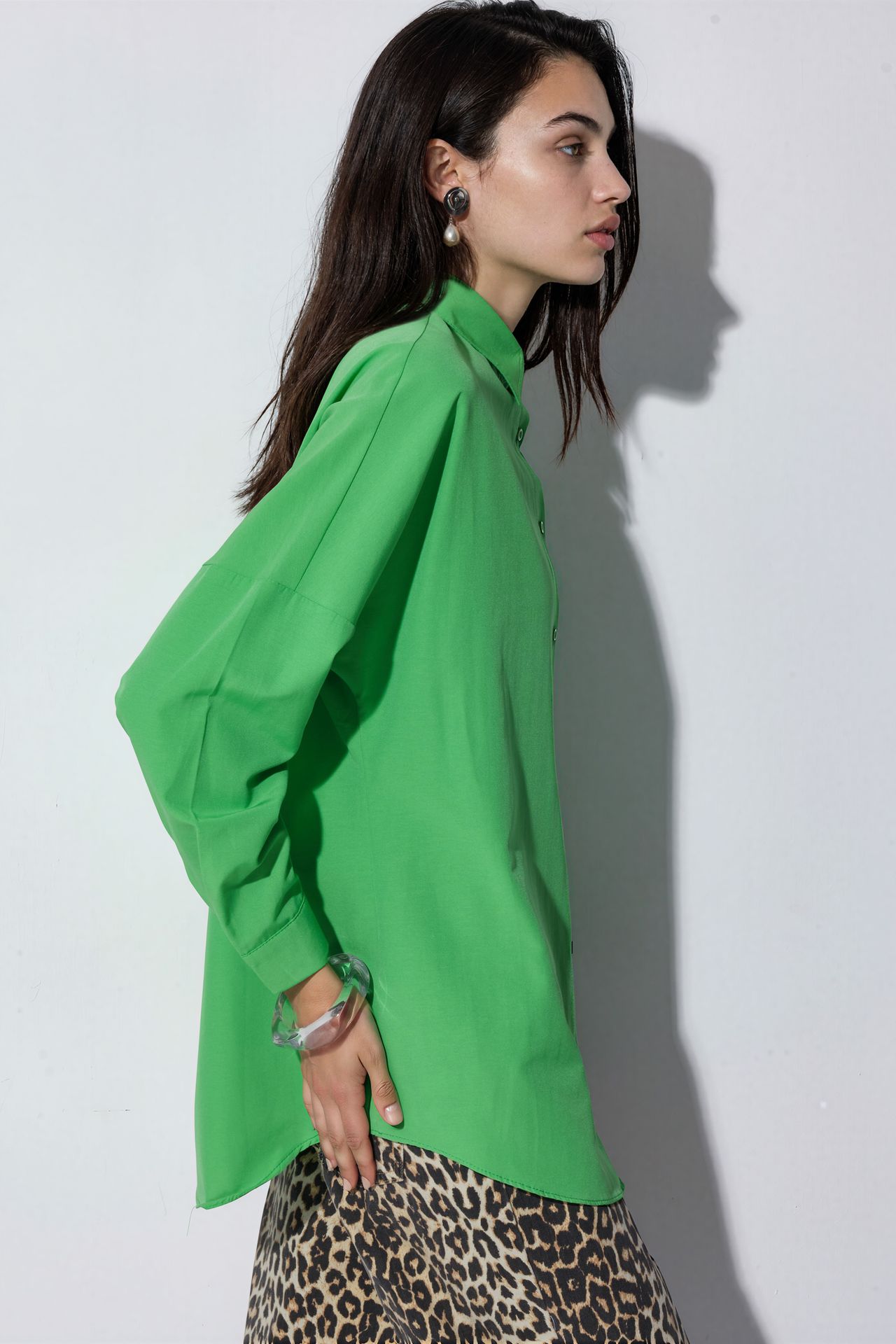BDART Oversized Patterned Poplin Shirt With Button Closure 2