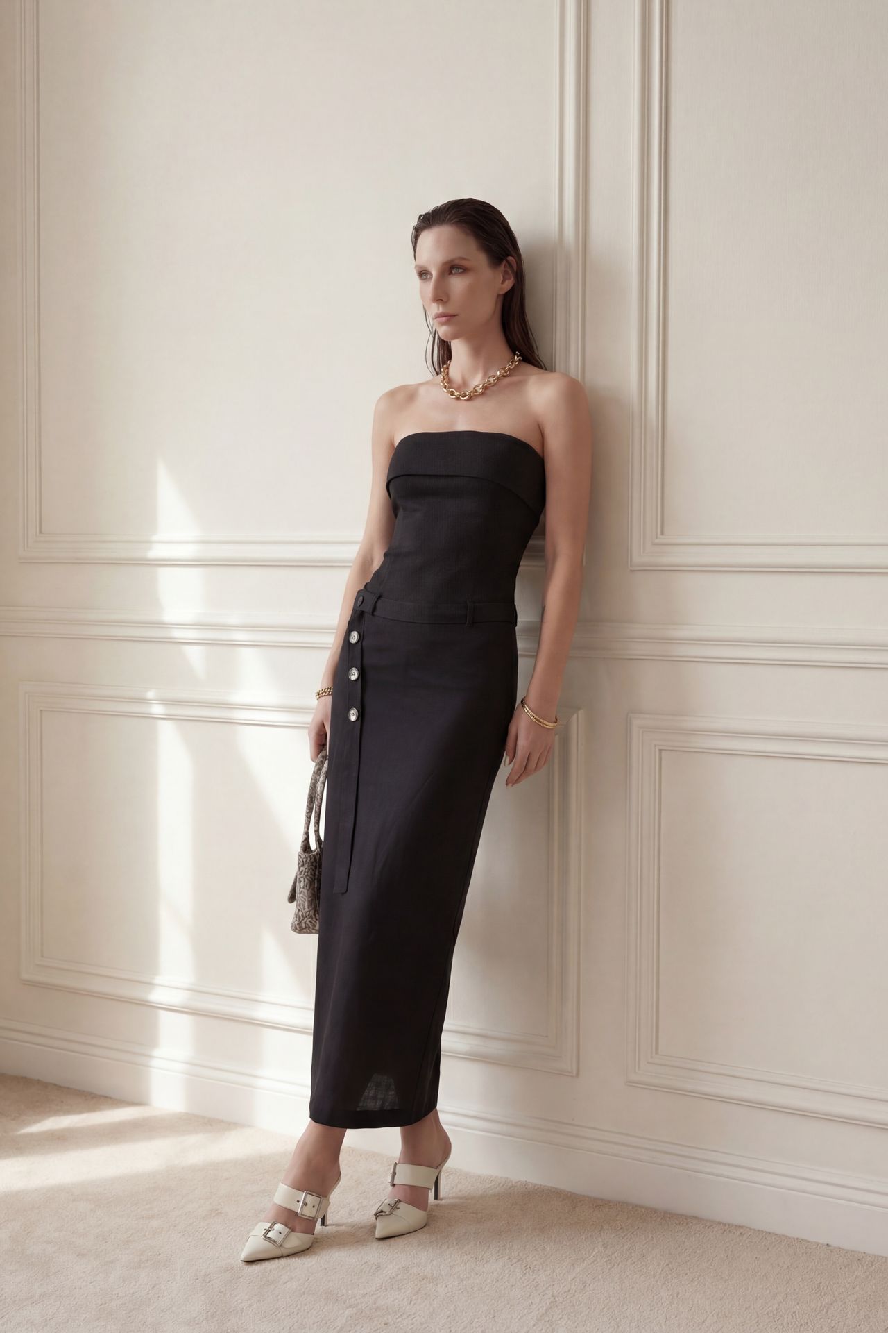 MY FASHION Strapless Maxi Dress with Belt 5