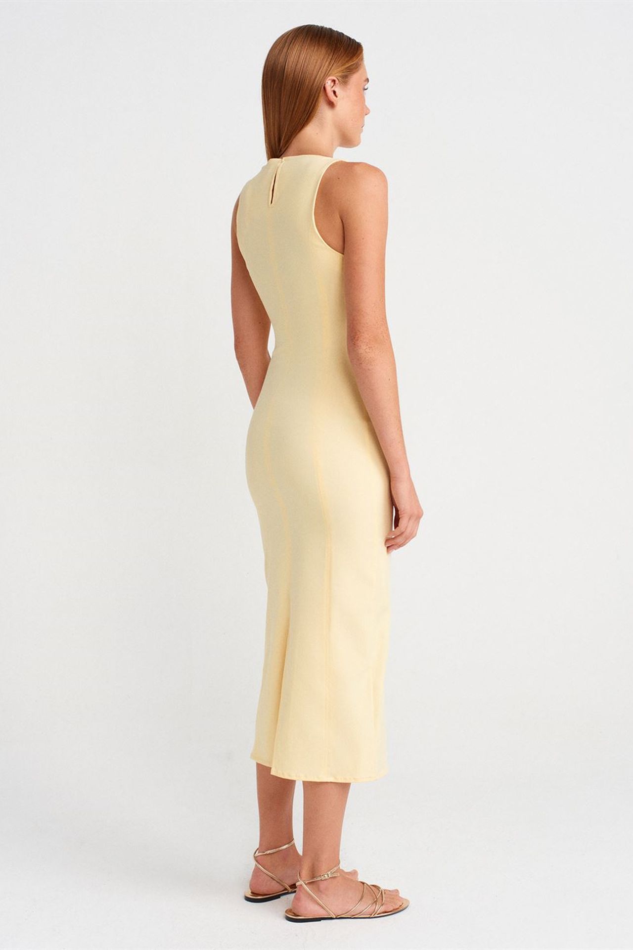 DILVIN Sleeveless Midi Bodycon Dress With Slit 2