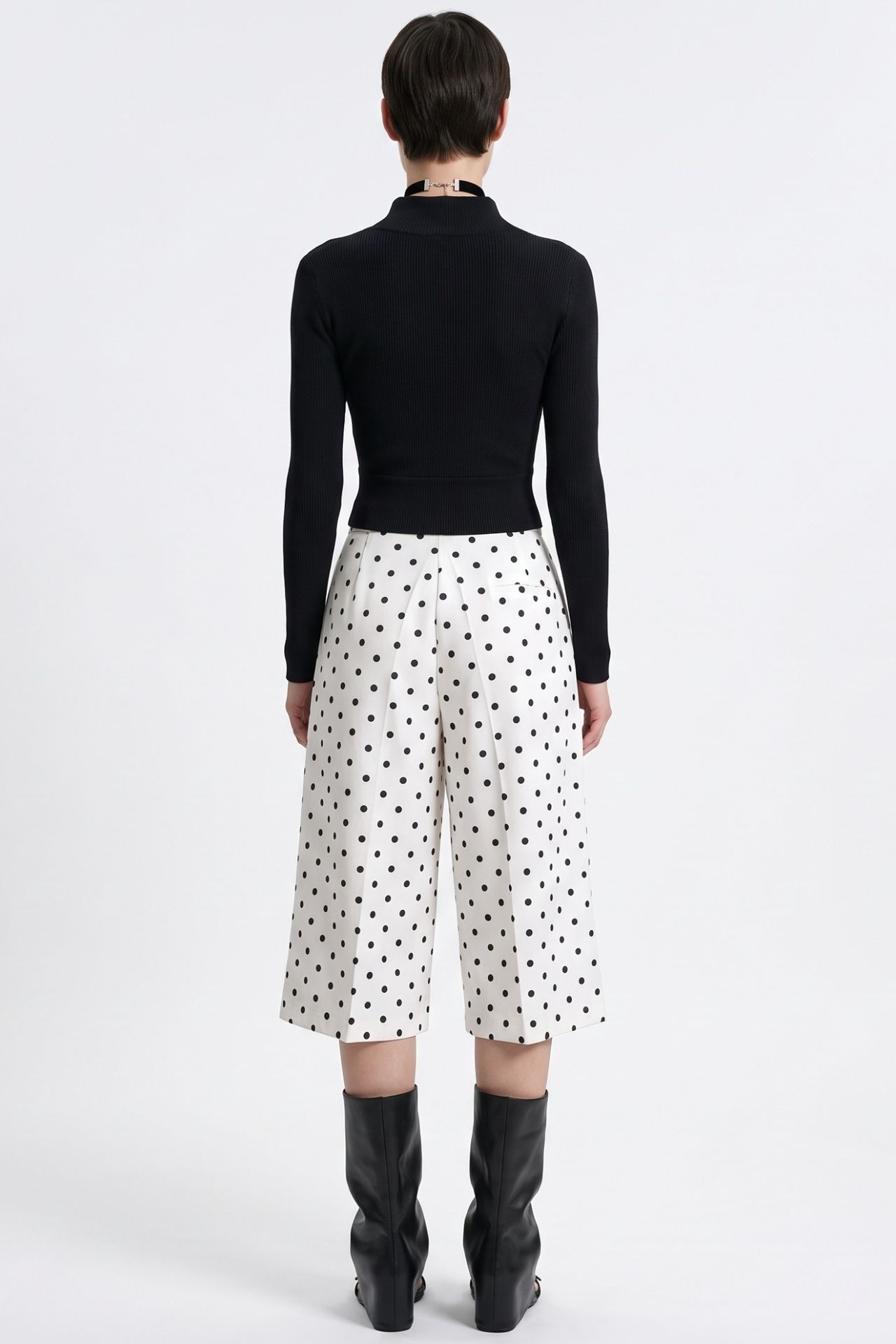 PUCKA High-Waist Polka Dot Capri Shorts