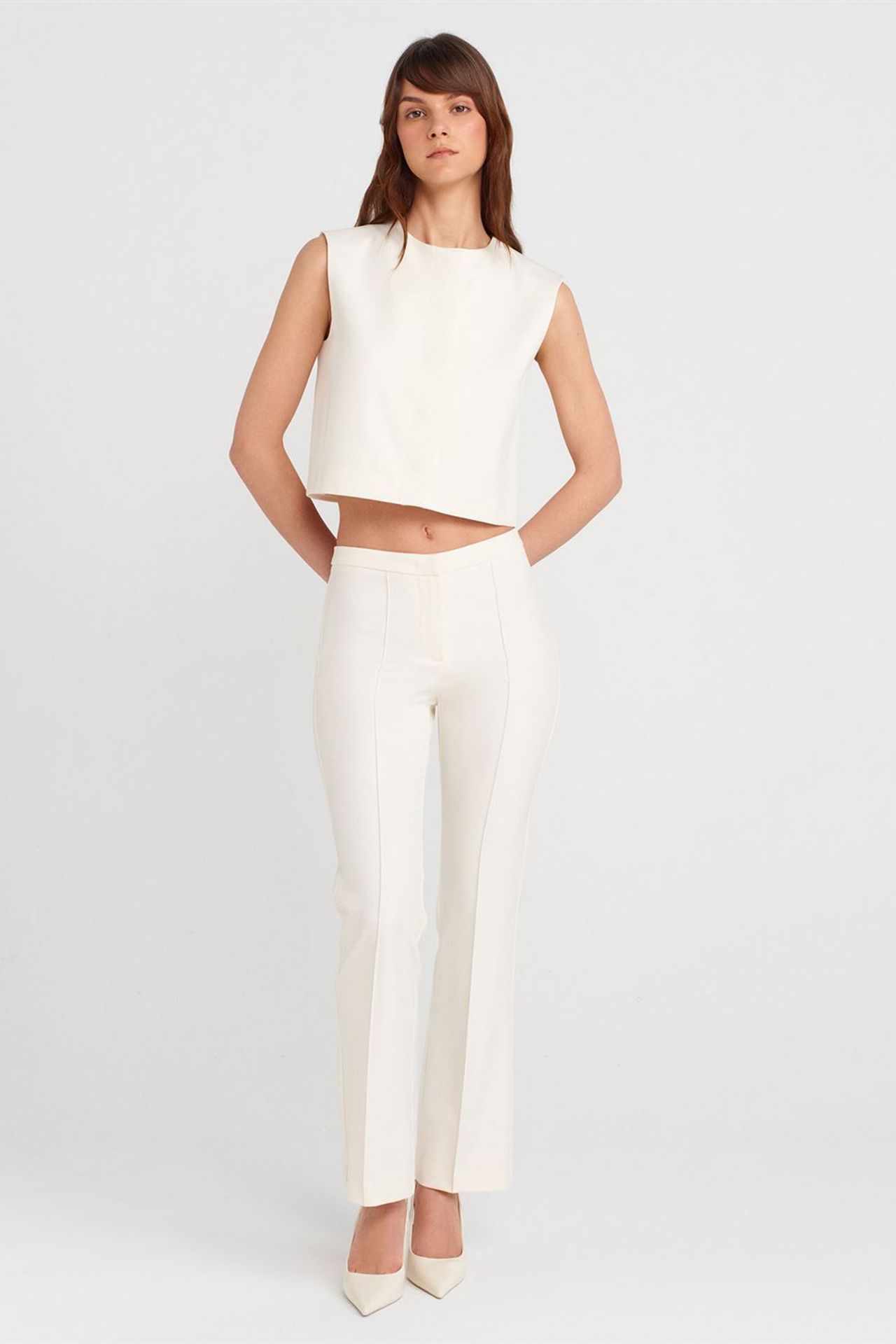 DILVIN High-Waist Straight-Leg Crepe Trousers 1