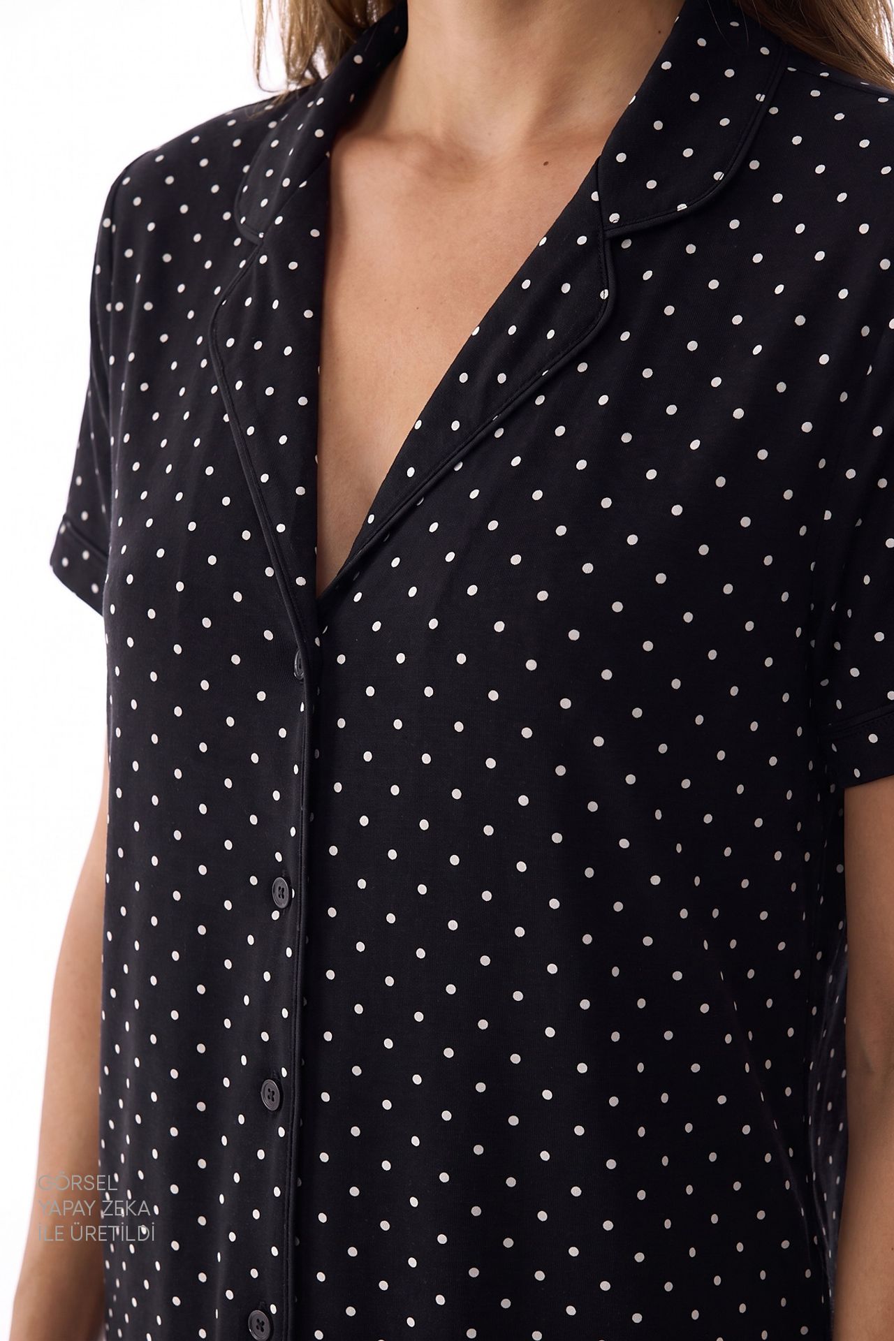 PENTI Polka Dot Short Sleeve Shirt Pants Pajama Set 3