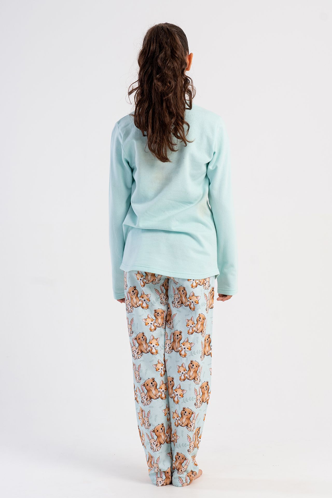 YAKE Uzun Baskılı 2 Parçalı Pijama Takımı 5
