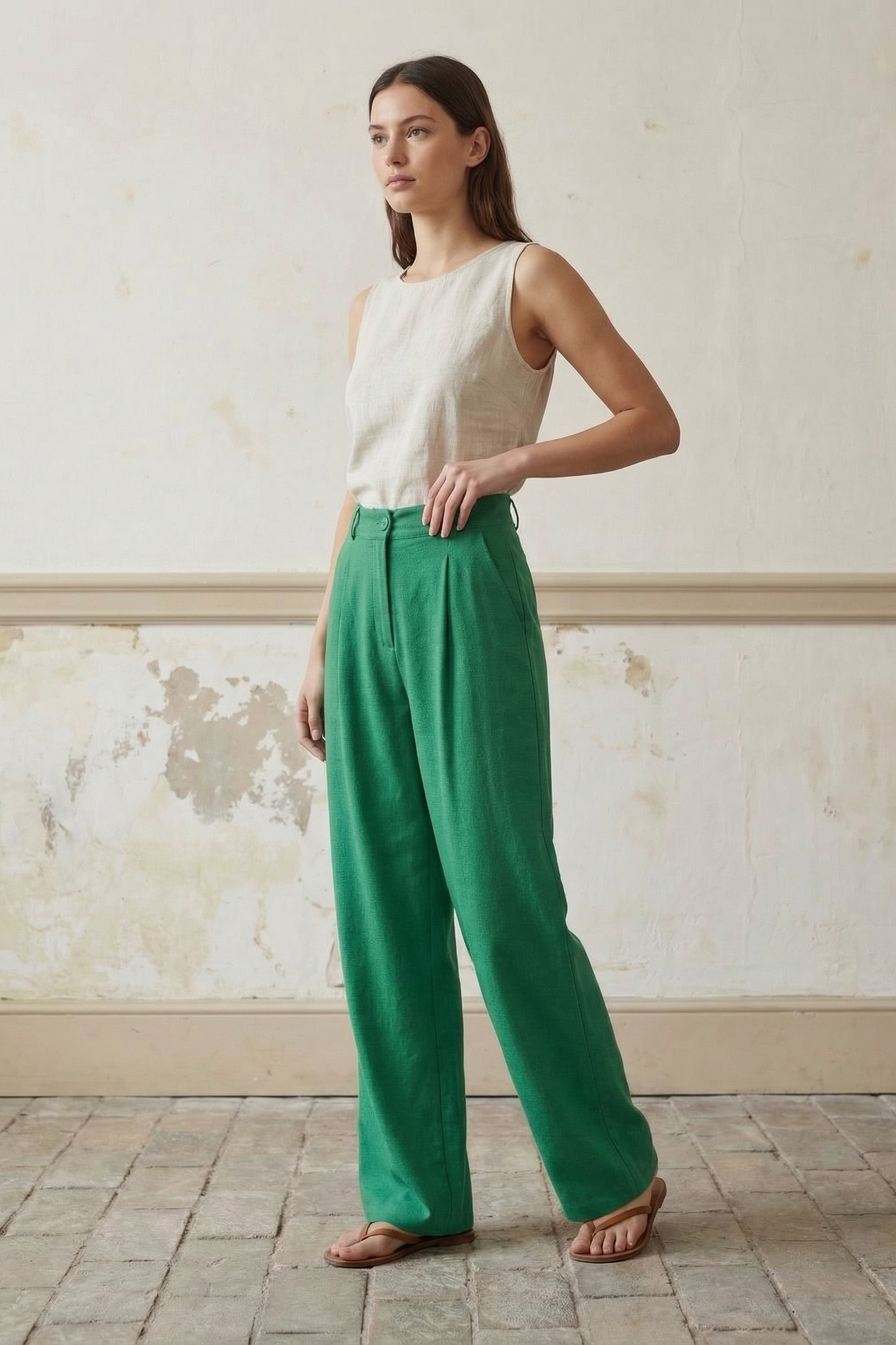 MY FASHION High-Waist Straight-Leg Crepe Trousers 4