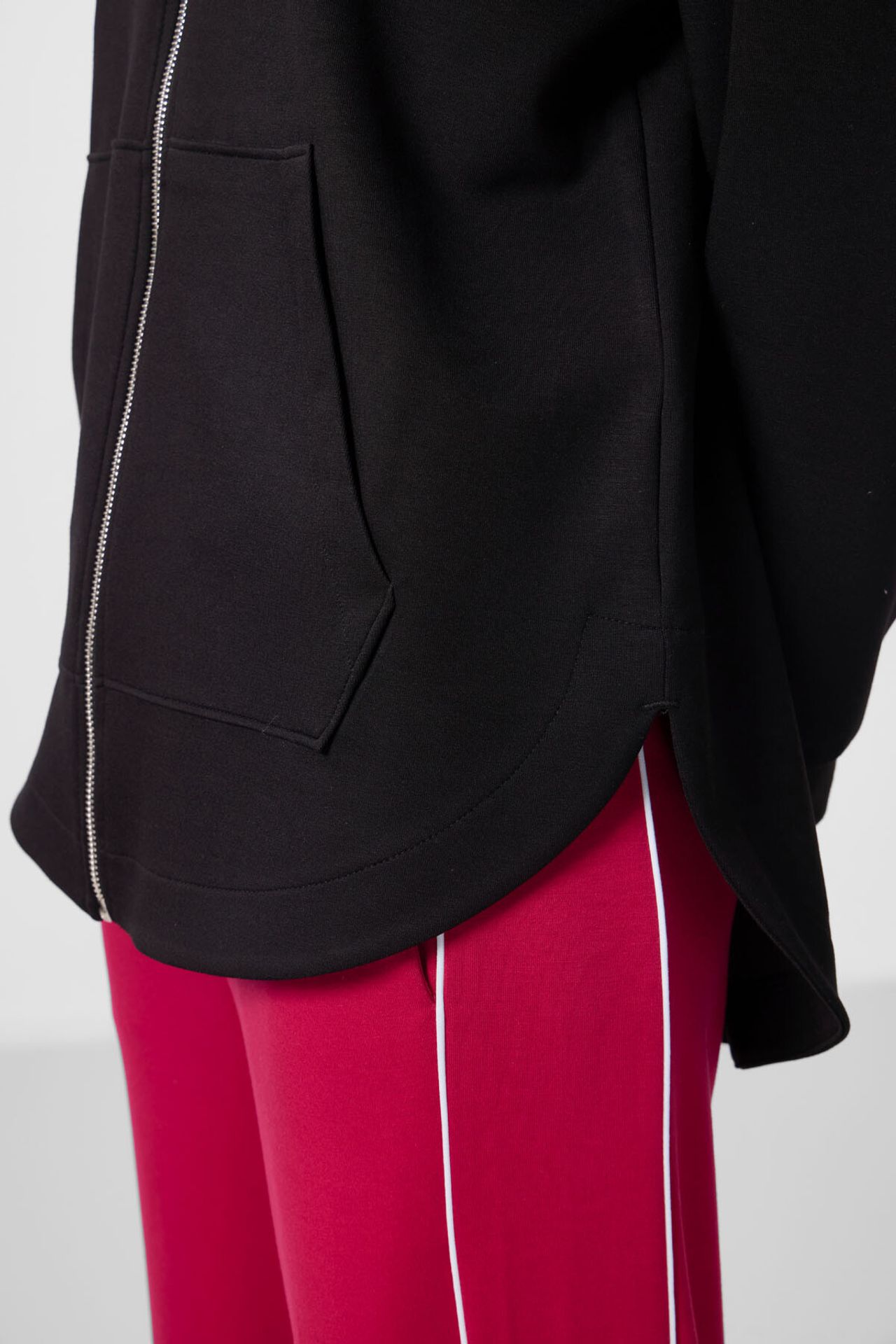 TOMMY Oversized Hooded Long Zip-front Tunic Hoodie 3