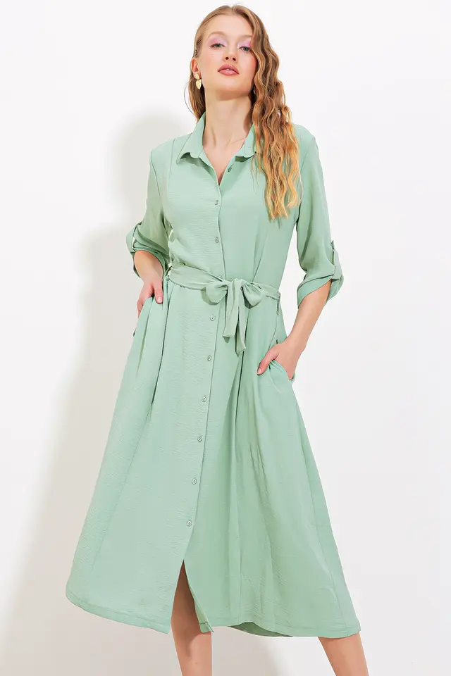 BDART Textured Midi Dress with Bow