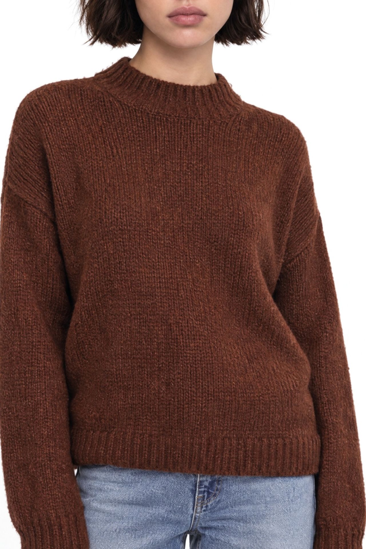 Mixray Relaxed Fit Crew Neck Thick Knit Sweater 3