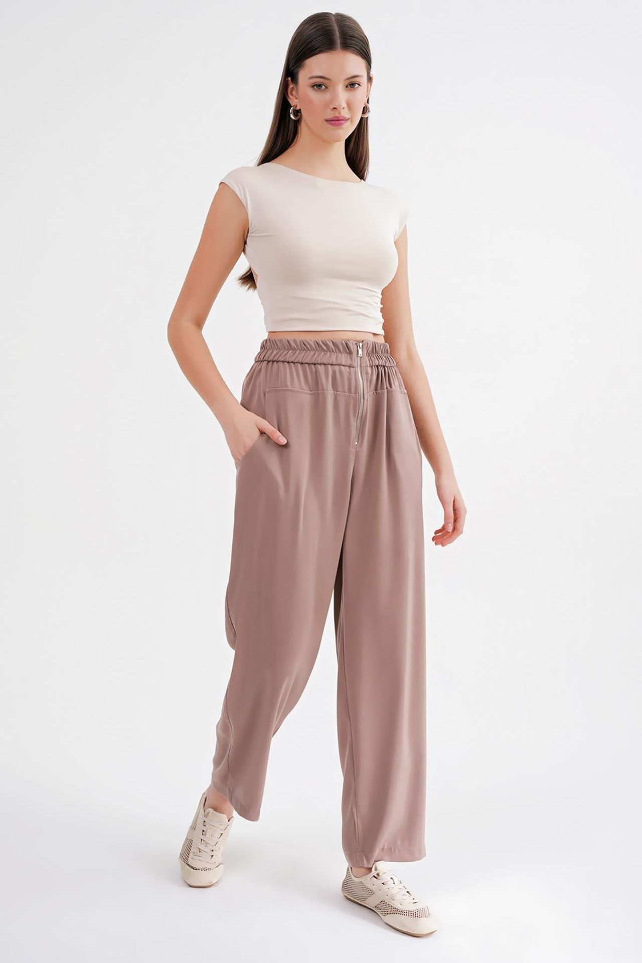 Mixray Drawstring Waist Cigarette Jogger Pants 3