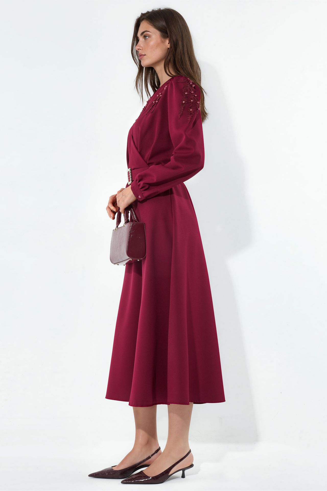 MSN Belted A-line Midi Dress 2