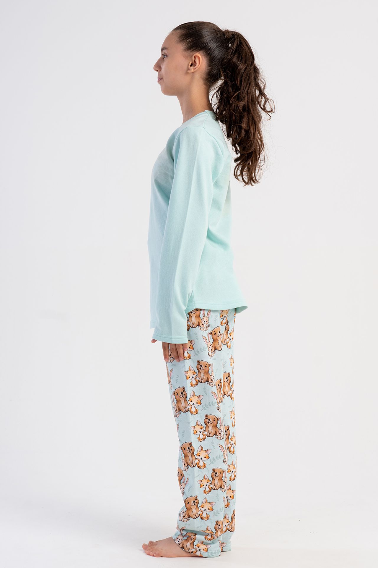 YAKE Uzun Baskılı 2 Parçalı Pijama Takımı 3