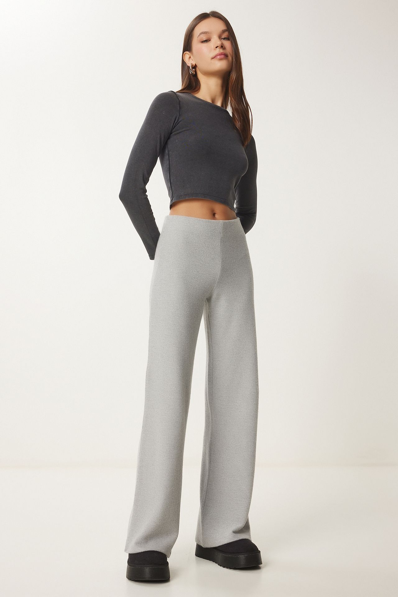 ISTANBUL Soft Textured Wide Leg Pants 4