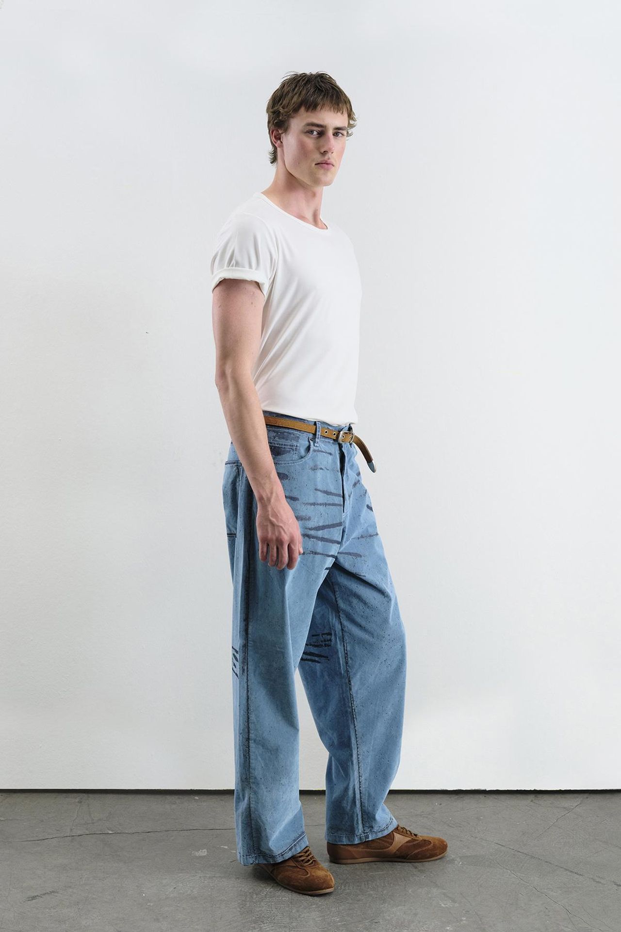 GIESTO Abstract Wide Leg Denim Jeans 4