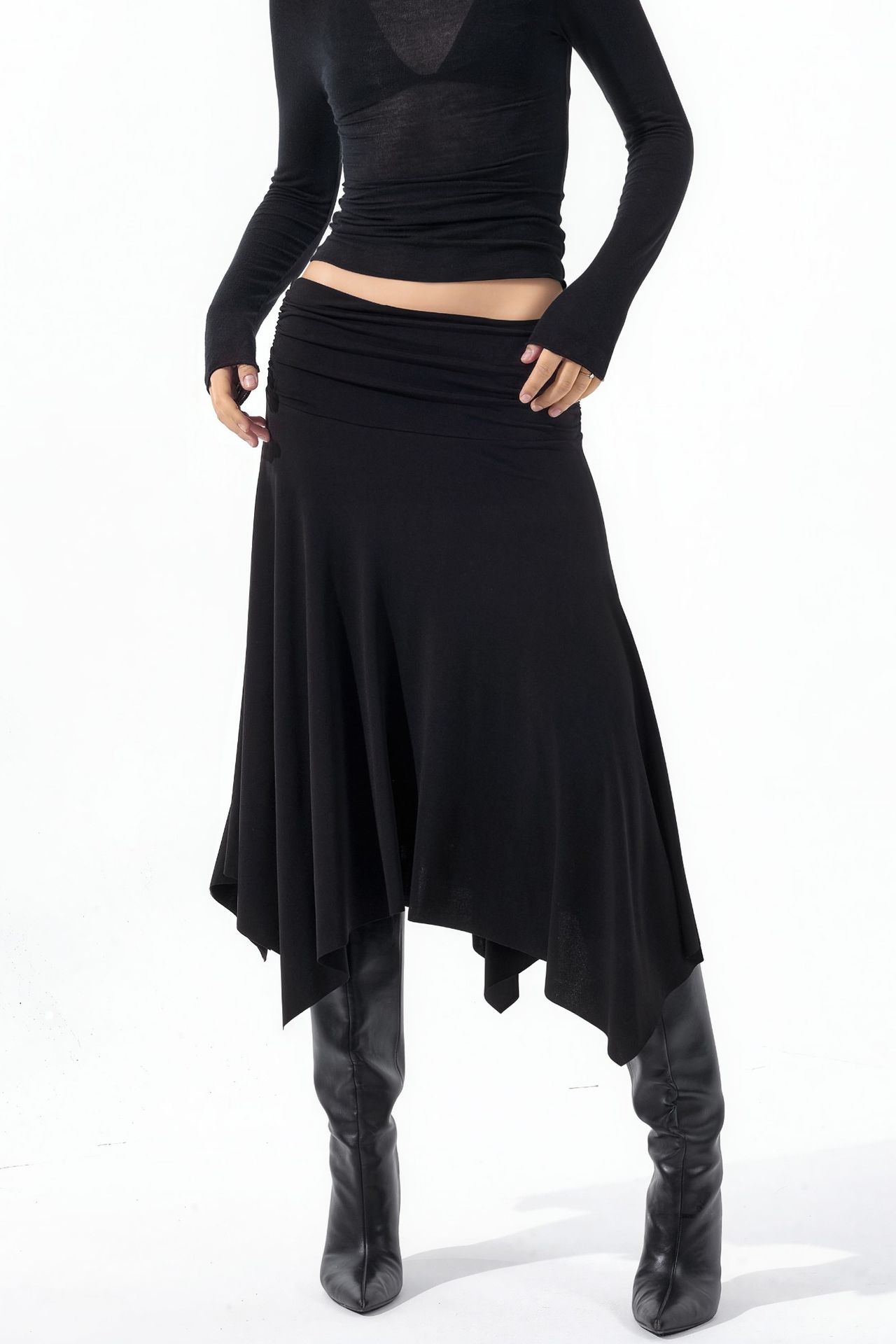 BUSEM High Waist Maxi Skirt with Drape Detail 1