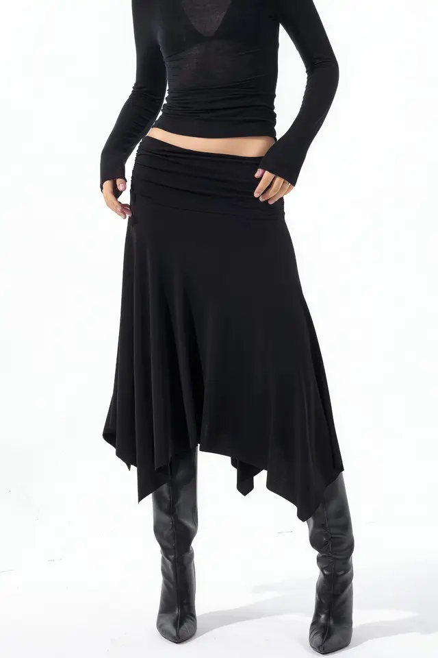 BUSEM High Waist Maxi Skirt with Drape Detail
