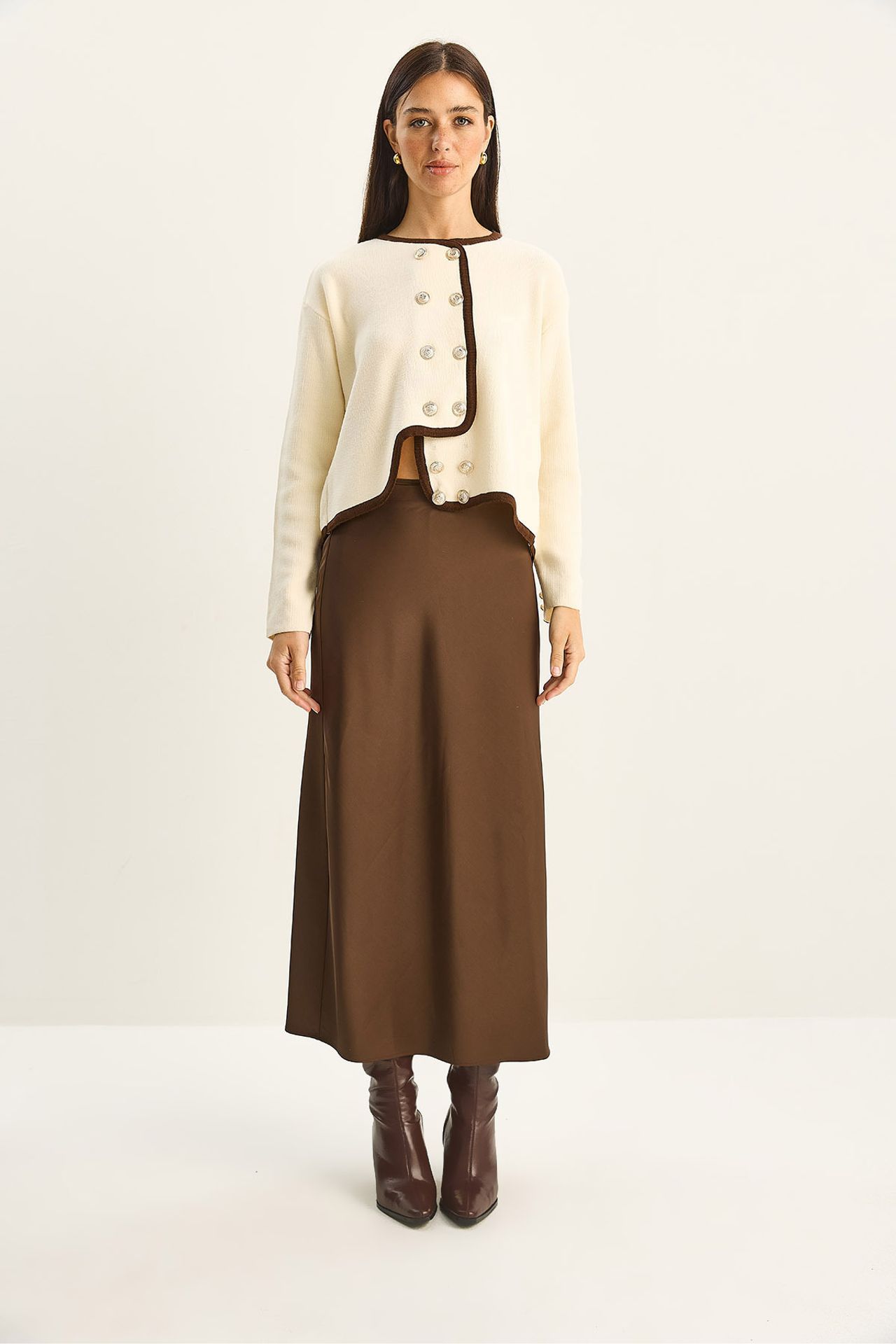 LUCCI Ribbed Knit Button-Up Cardigan 2