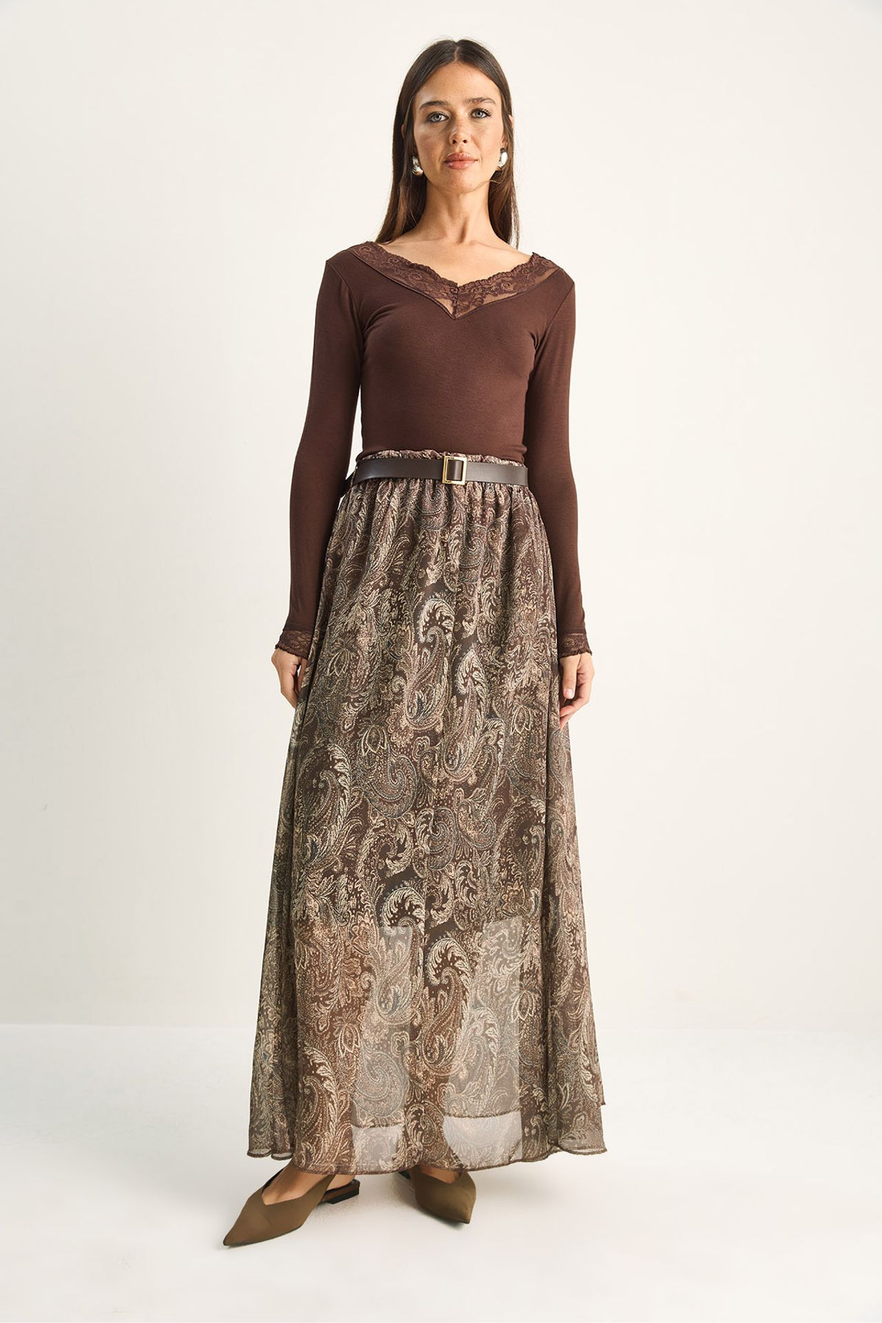 LUCCI Cotton Blend A-Line Skirt 2